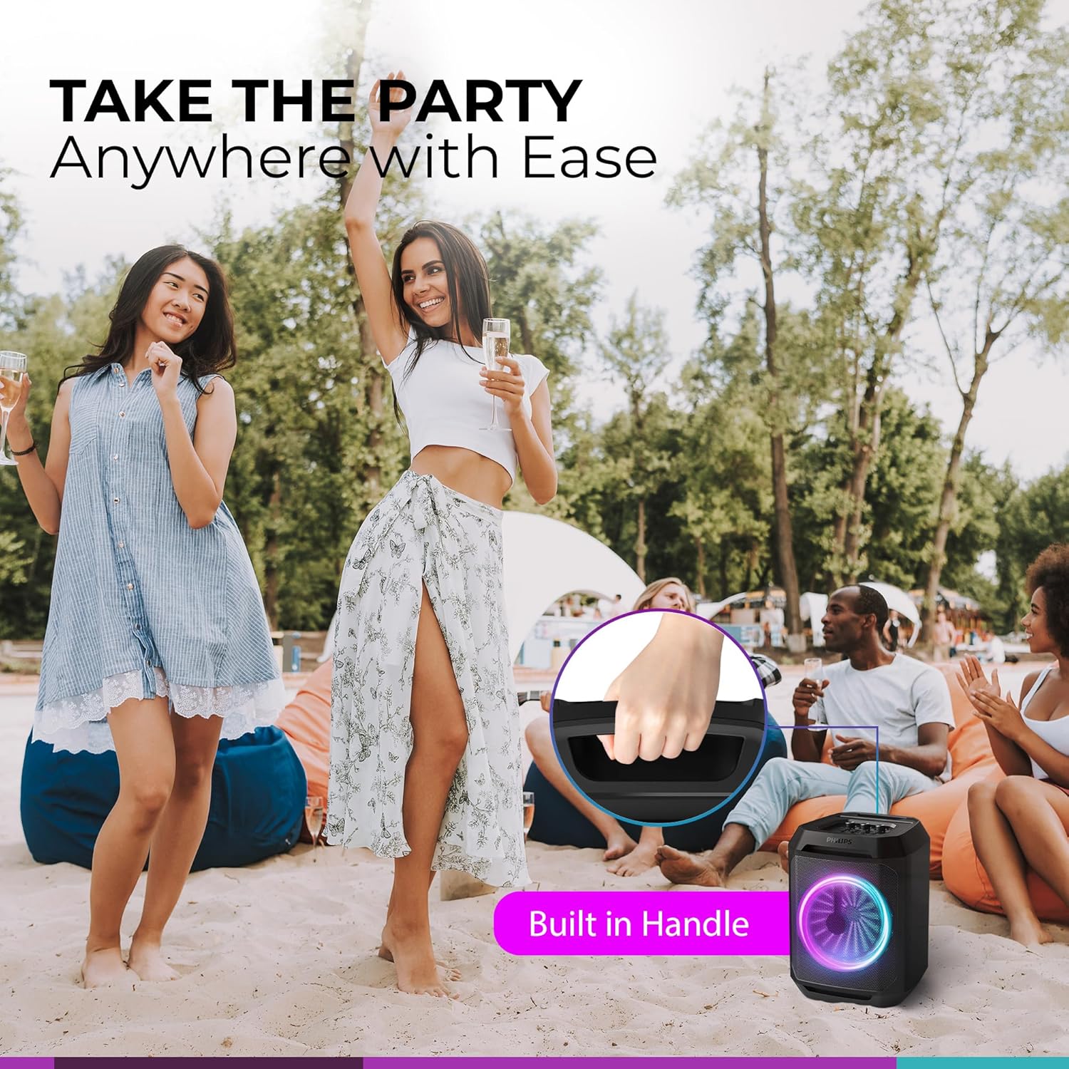 Philips Bluetooth Party Speaker, Dynamic Bass Boost, Bluetooth and Aux - in, Karaoke Microphone Input, - AHW Store