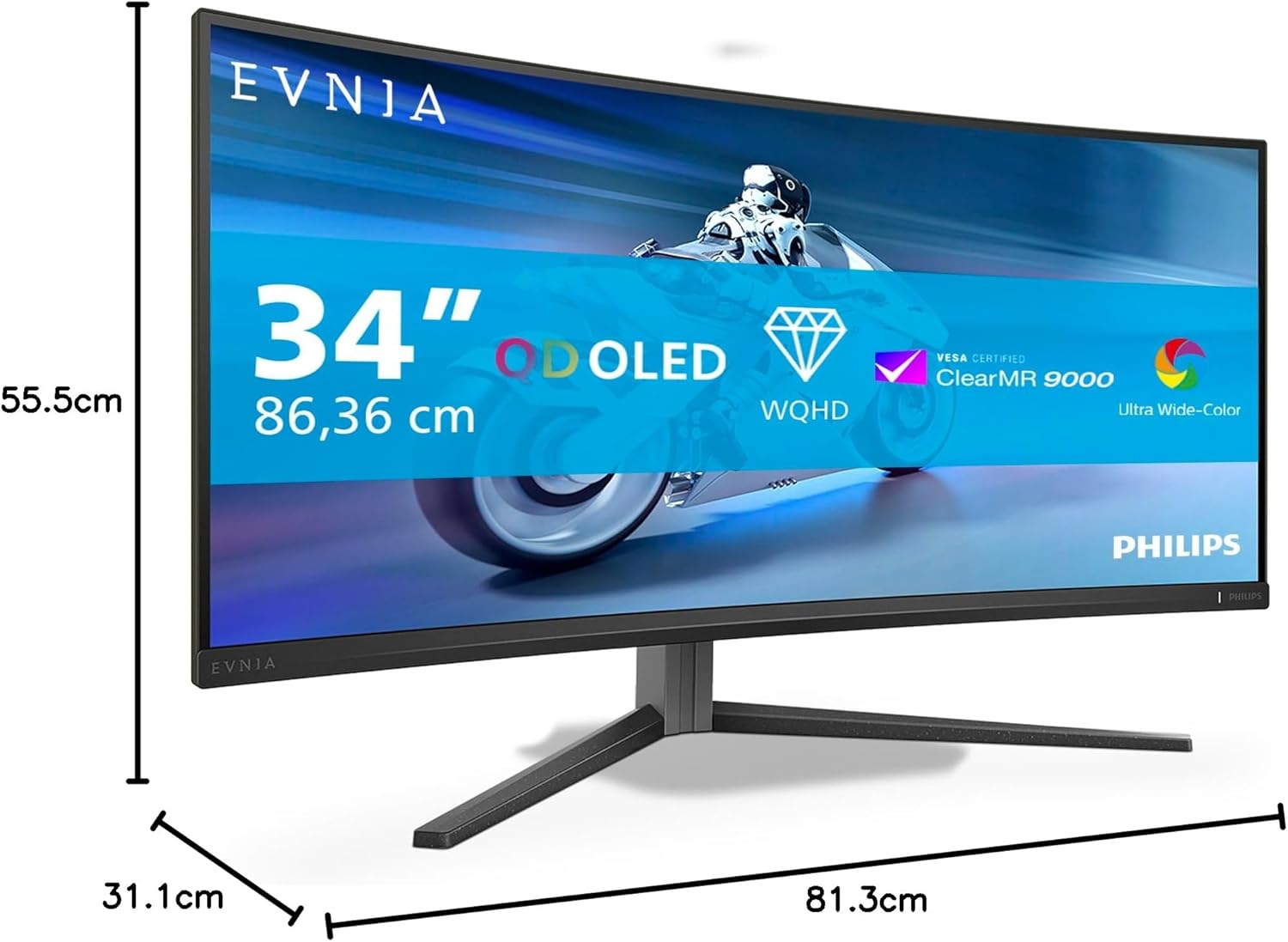 Philips Evnia 34M2C6500 Curved Gaming Monitor 34 Inch QD OLED 2K 175Hz 0.03ms Black - AHW Store