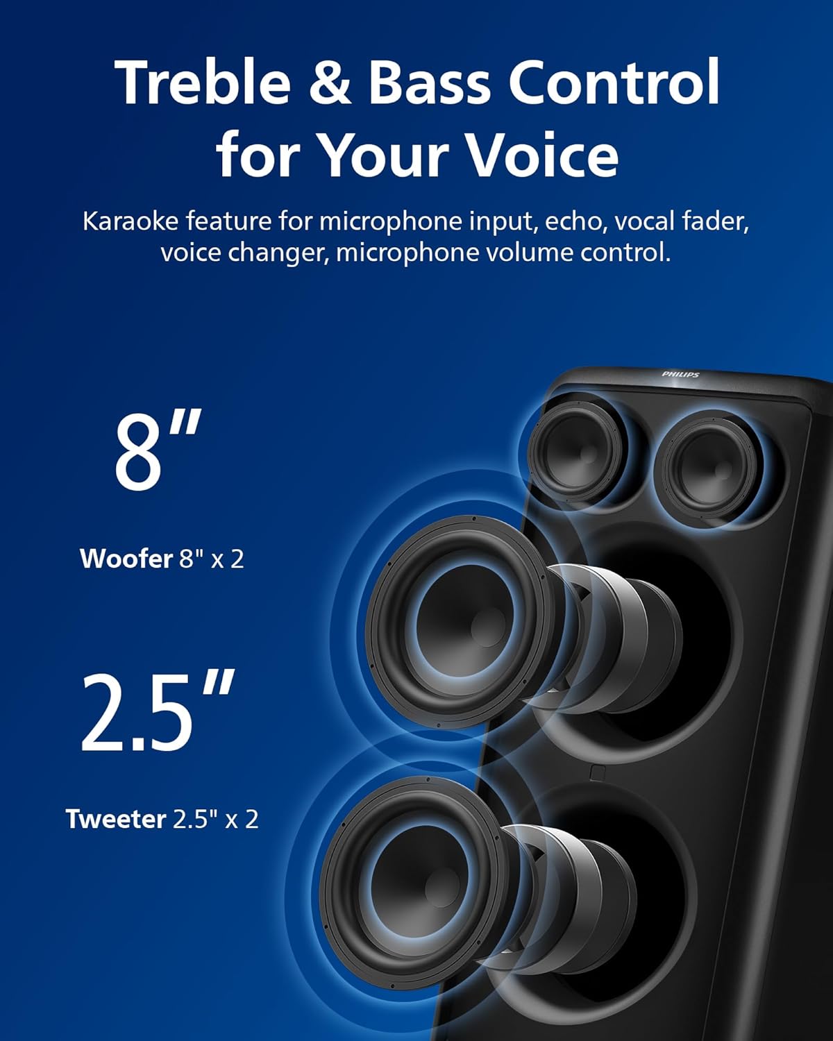 Philips X5206 Bluetooth Party Speaker with Extra bass, Up to 14 Hours Battery, Party Lights and Kara - AHW Store