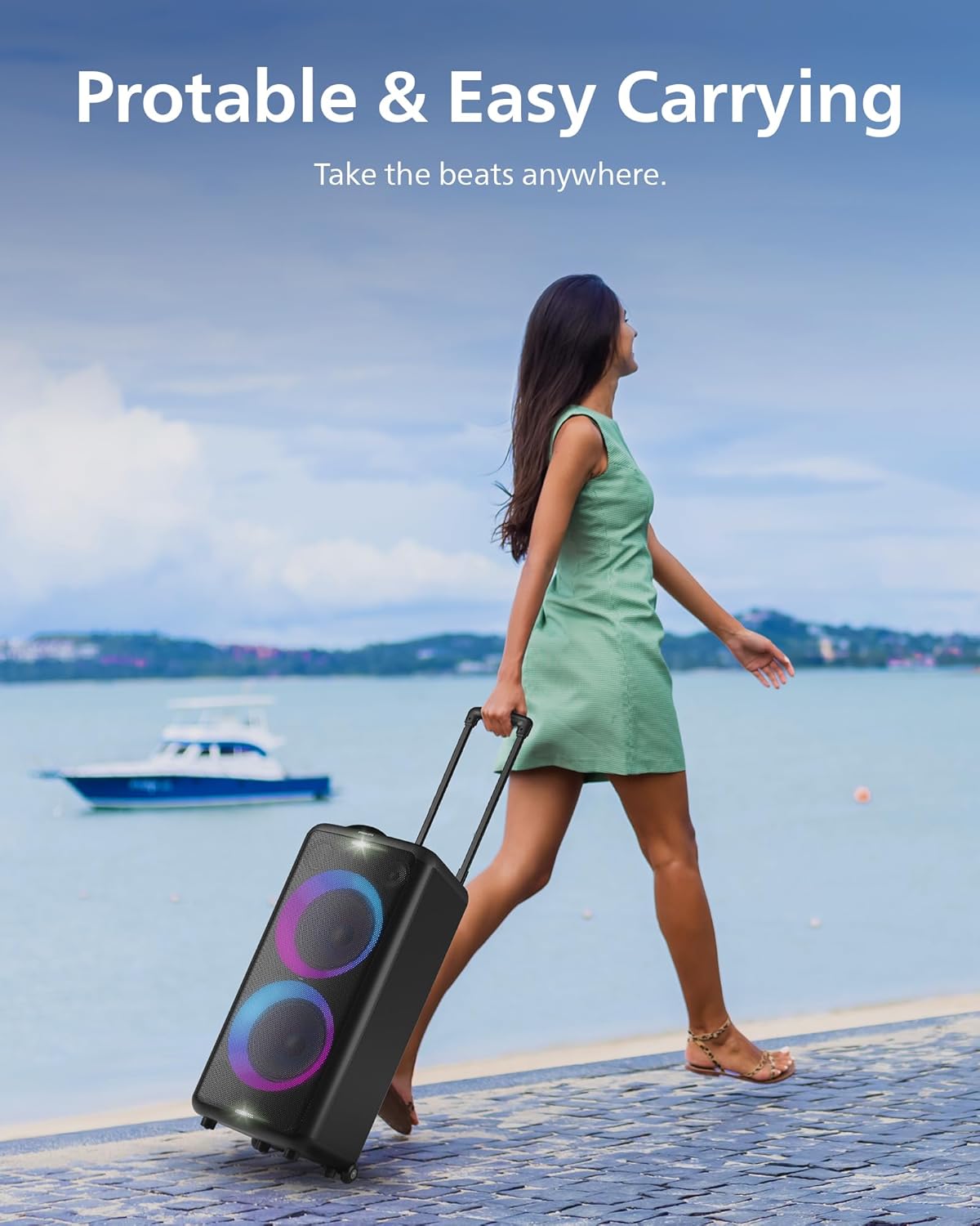 Philips X5206 Bluetooth Party Speaker with Extra bass, Up to 14 Hours Battery, Party Lights and Kara - AHW Store