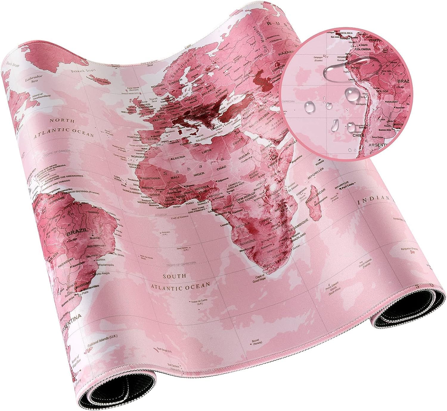 Pink World Map Gaming Mouse Pad 70x30cm - AHW Store