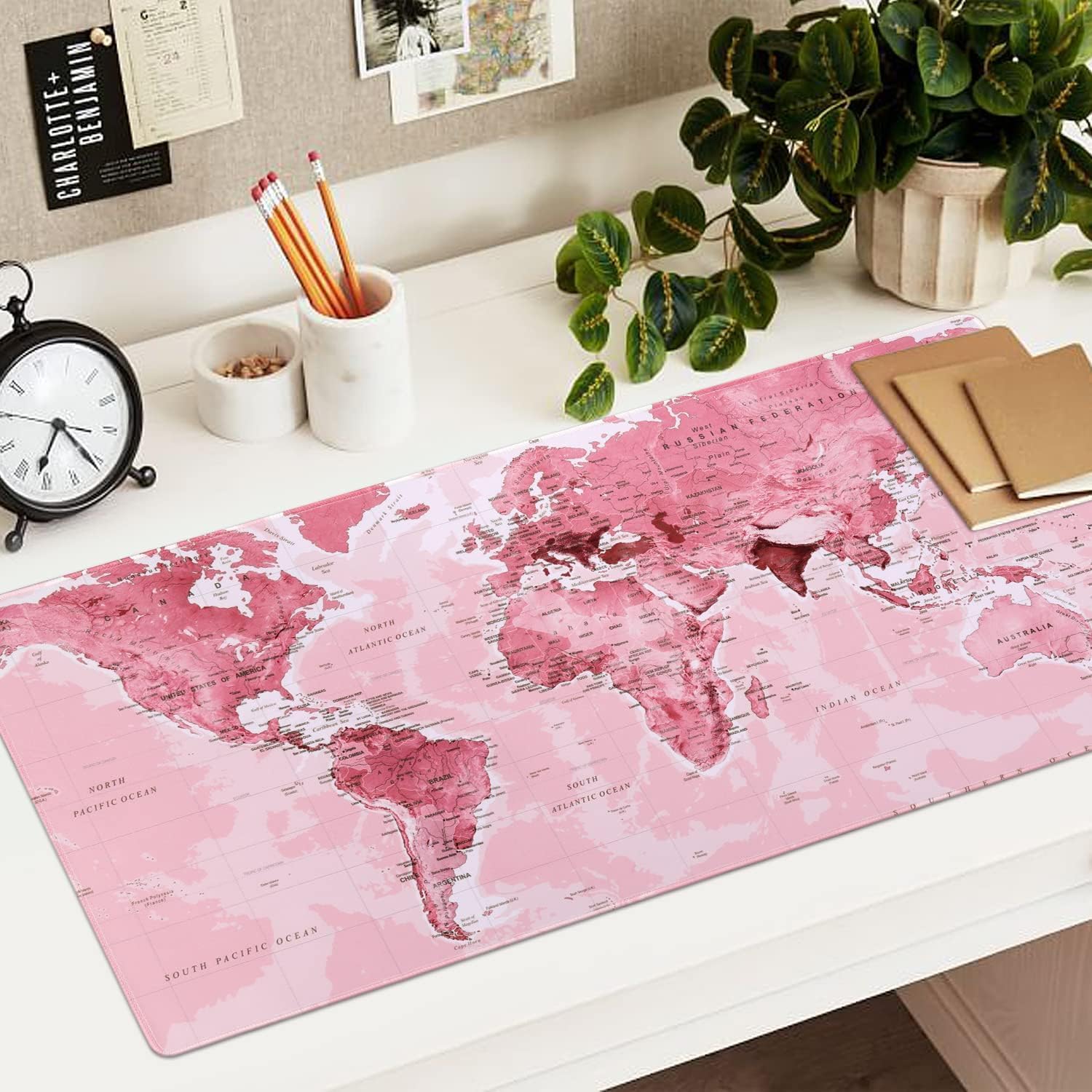 Pink World Map Gaming Mouse Pad 70x30cm - AHW Store