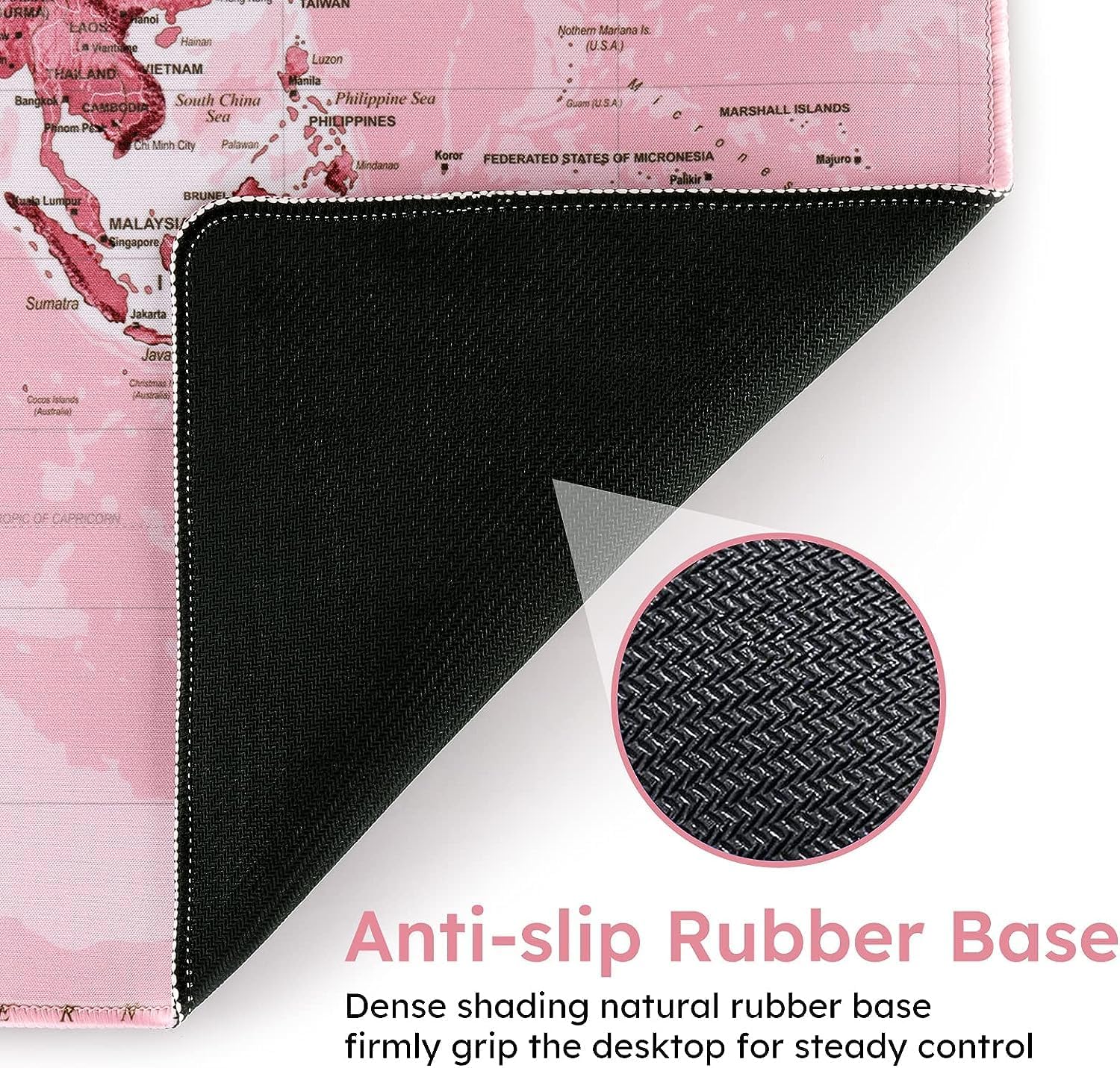Pink World Map Gaming Mouse Pad 70x30cm - AHW Store