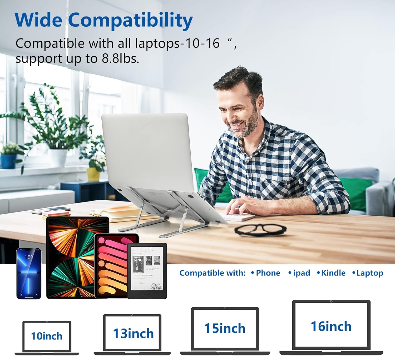 Portable Foldable Laptop Stand - Silver - AHW Store