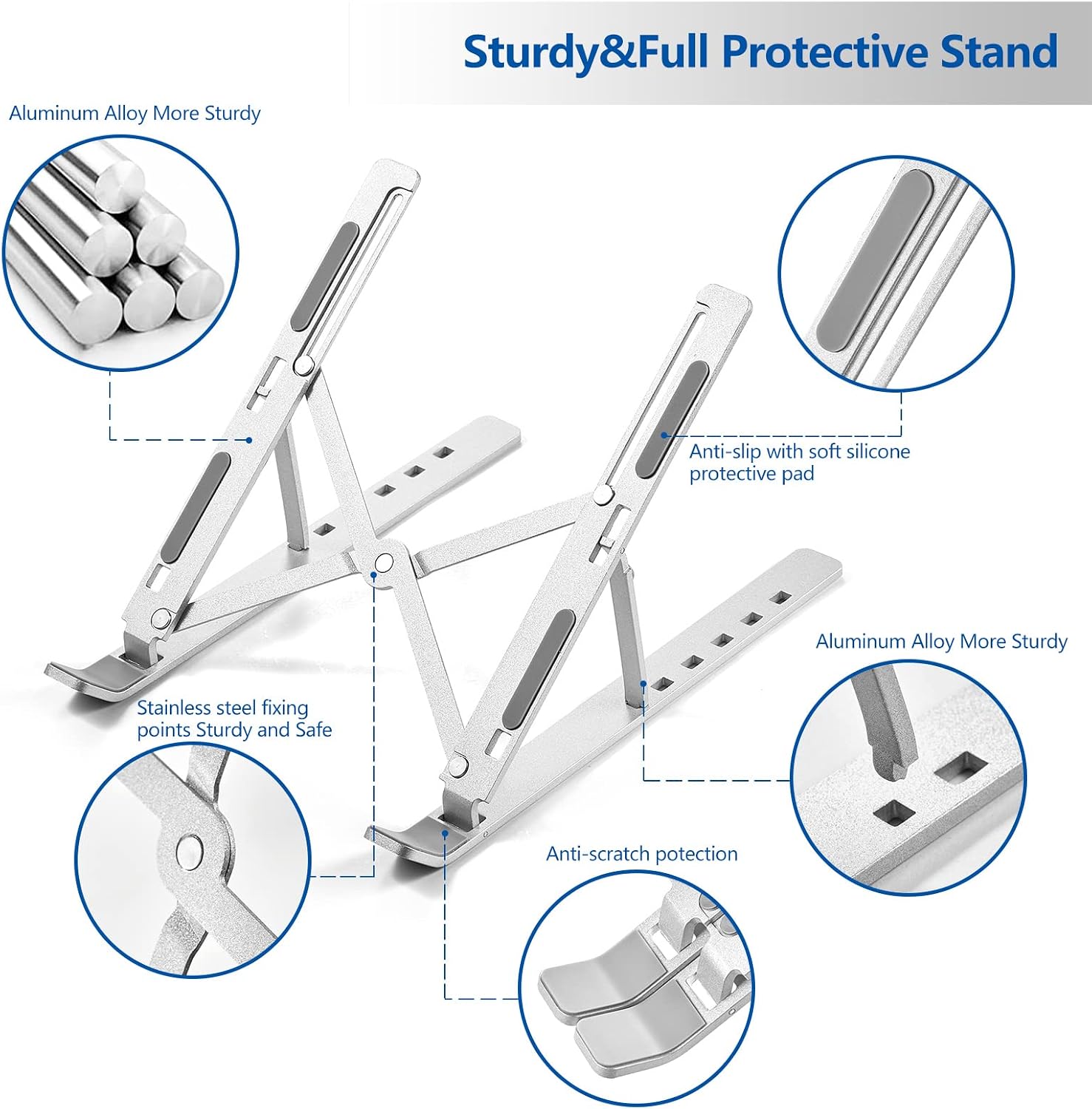 Portable Foldable Laptop Stand - Silver - AHW Store