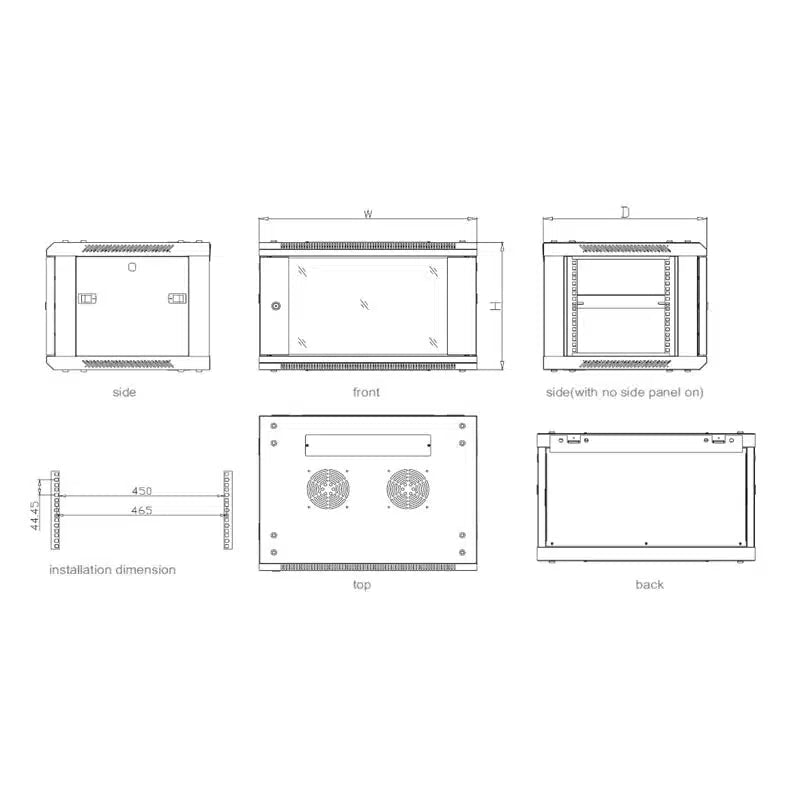 ProRack PR-W6409 9U 60×45cm Wall-Mount Rack Cabinet with Glass Door, Fan, Shelf & PDU - AHW Store