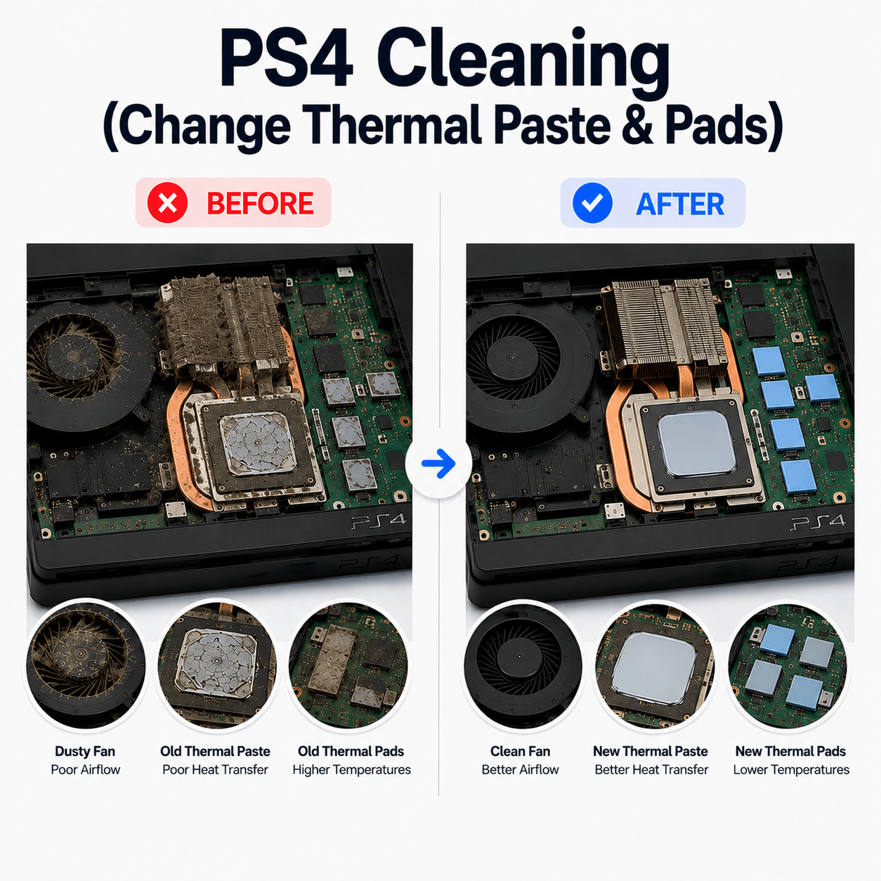 PS4 Cleaning (Change Thermal Paste & Pads) - AHW Store
