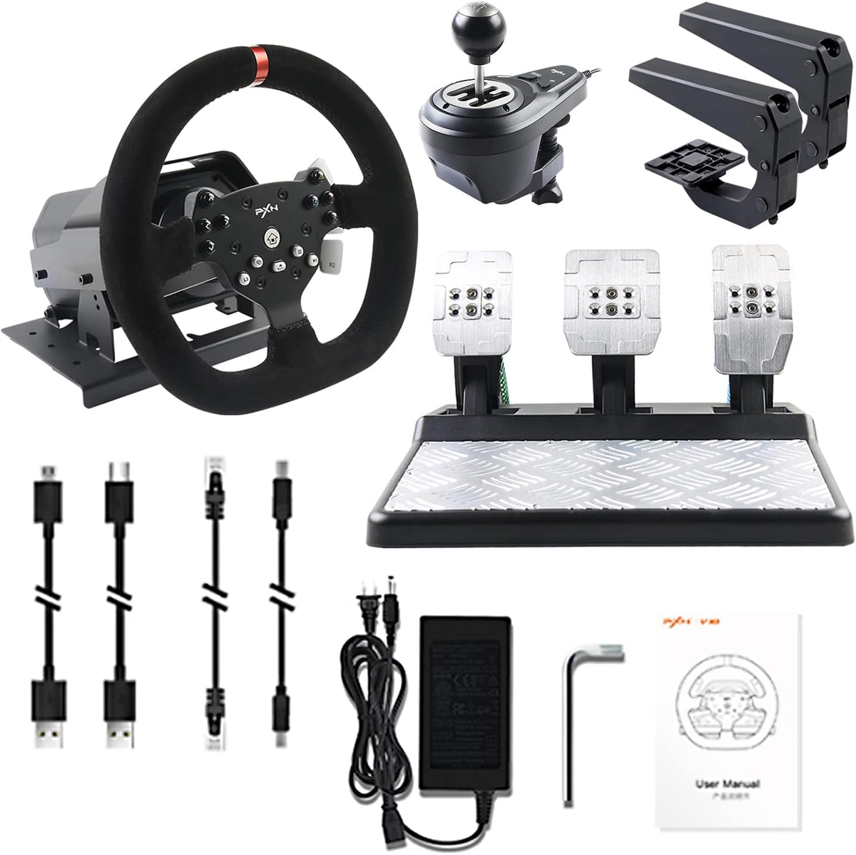 PXN V10 Racing Steering Wheel 270°/900° Force Feedback with Shifter - AHW Store