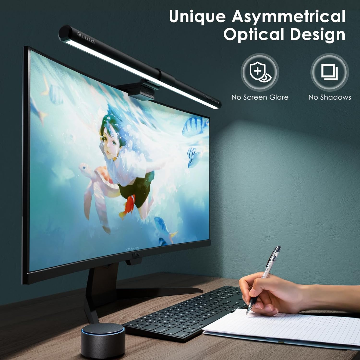 Quntis Monitor Light Bar PRO+ with Remote Control, Fit for Curved/Flat Monitor, Eye - Care USB Compute - AHW Store