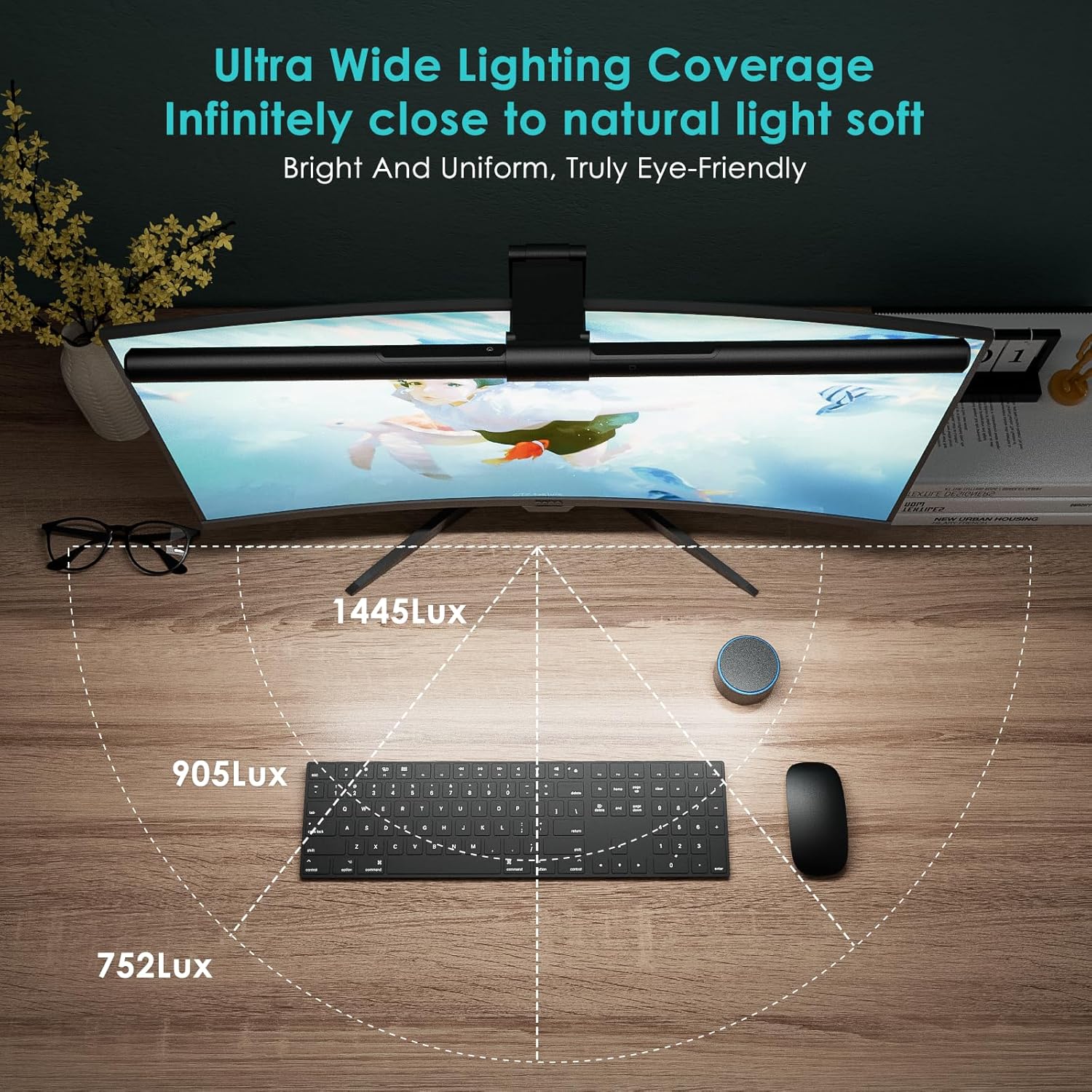 Quntis Monitor Light Bar PRO+ with Remote Control, Fit for Curved/Flat Monitor, Eye - Care USB Compute - AHW Store