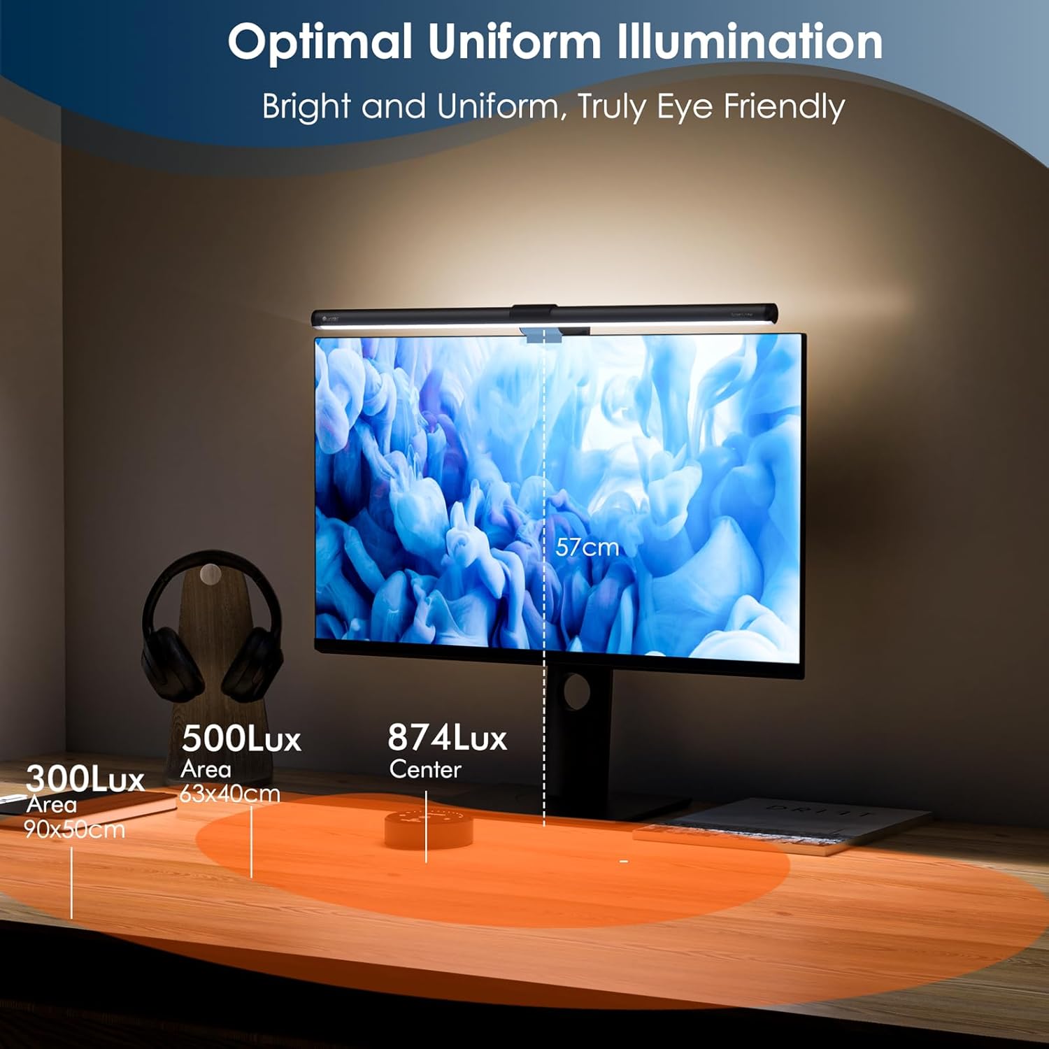 Quntis Monitor Light Bar with Backlight and Remote Control, 40cm Monitor Lamp with Stepless Brightne - AHW Store