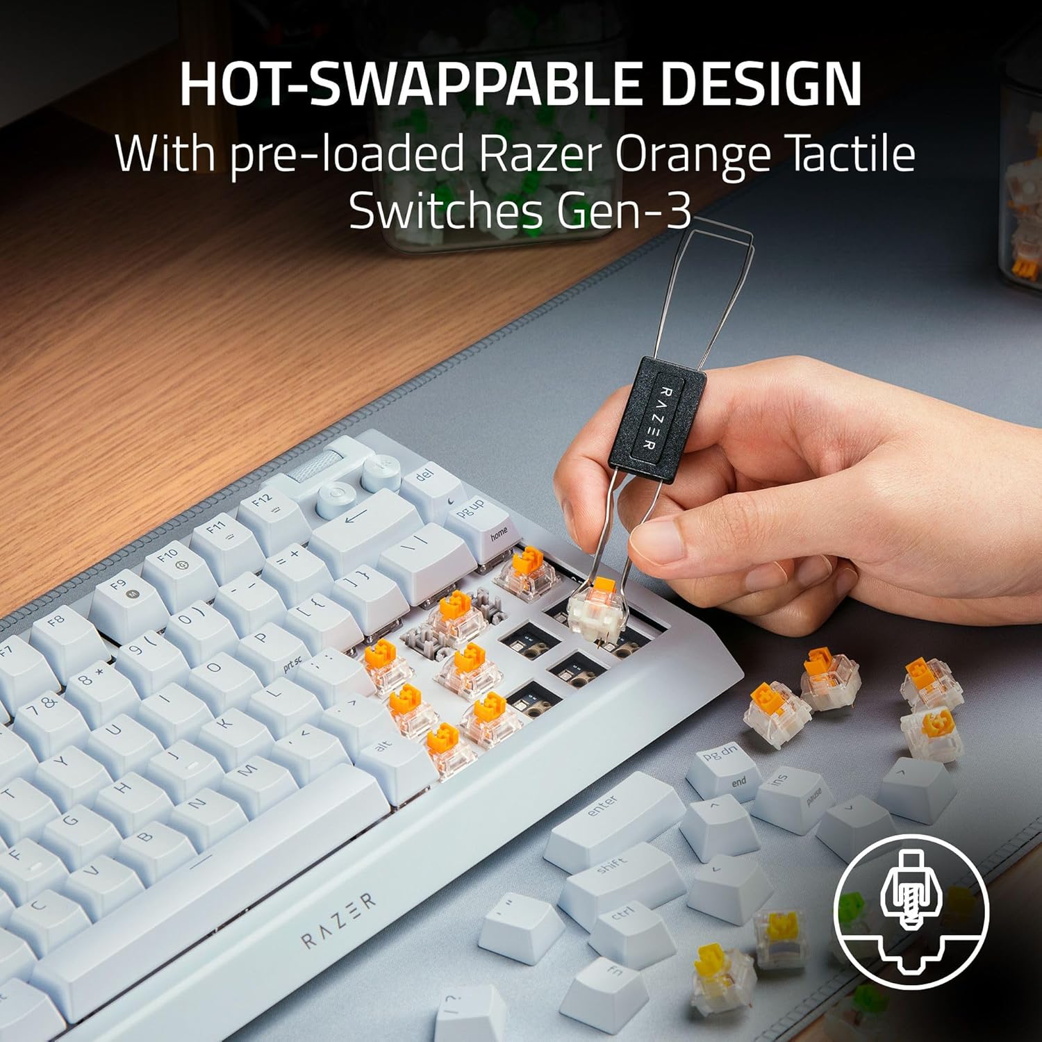 Razer BlackWidow V4 75% Mechanical Gaming Keyboard: Hot Swappable Design - Compact & Durable - Orang - AHW Store