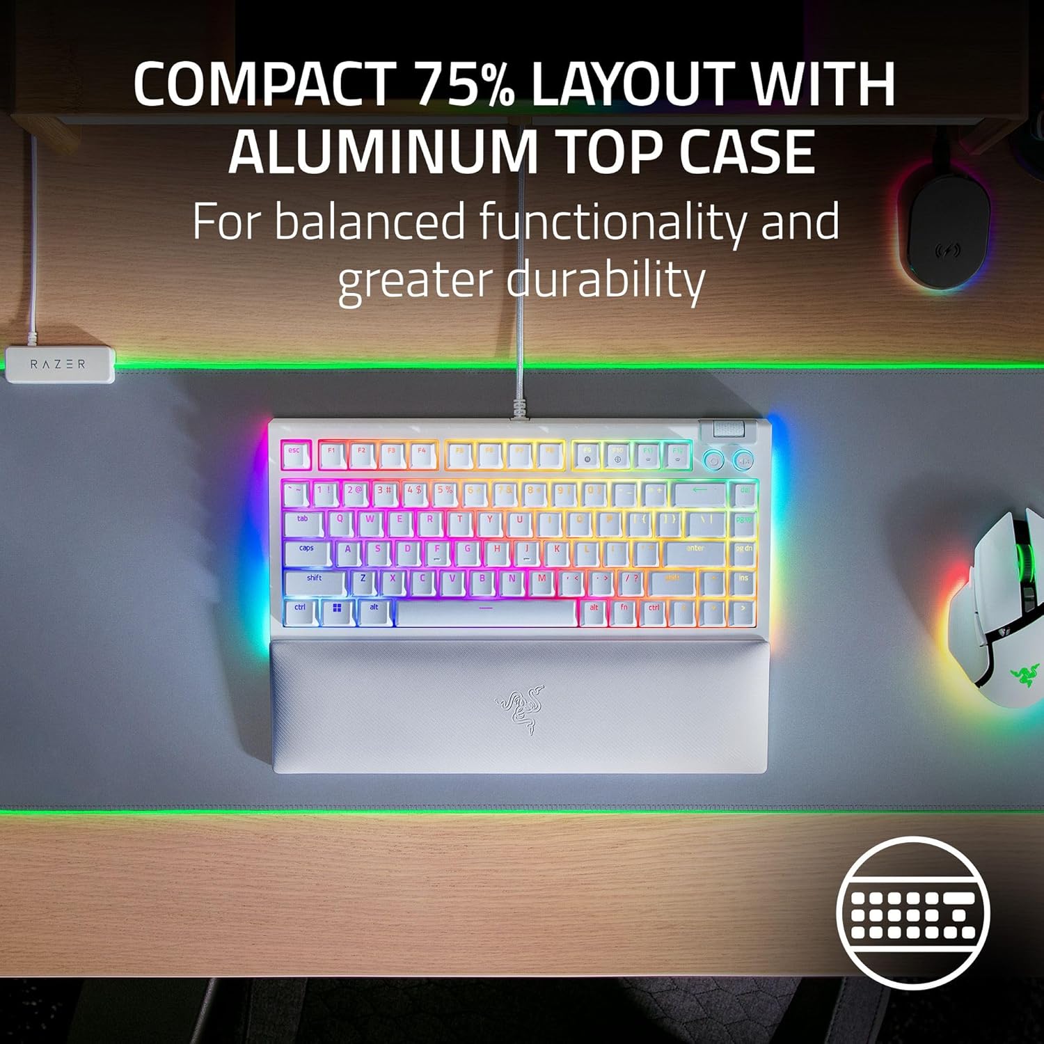Razer BlackWidow V4 75% Mechanical Gaming Keyboard: Hot Swappable Design - Compact & Durable - Orang - AHW Store