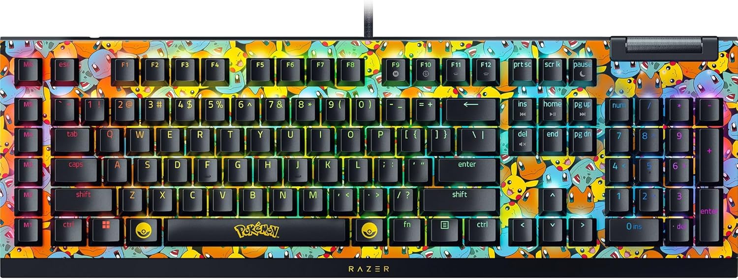 Razer BlackWidow V4 X Pokemon Edition - Mechanical Gaming Keyboard - RGB - Green Clicky Switch - 6 D - AHW Store