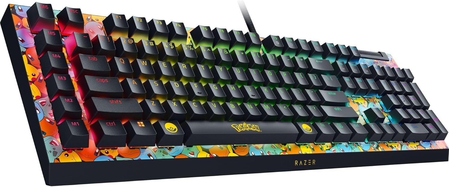 Razer BlackWidow V4 X Pokemon Edition - Mechanical Gaming Keyboard - RGB - Green Clicky Switch - 6 D - AHW Store