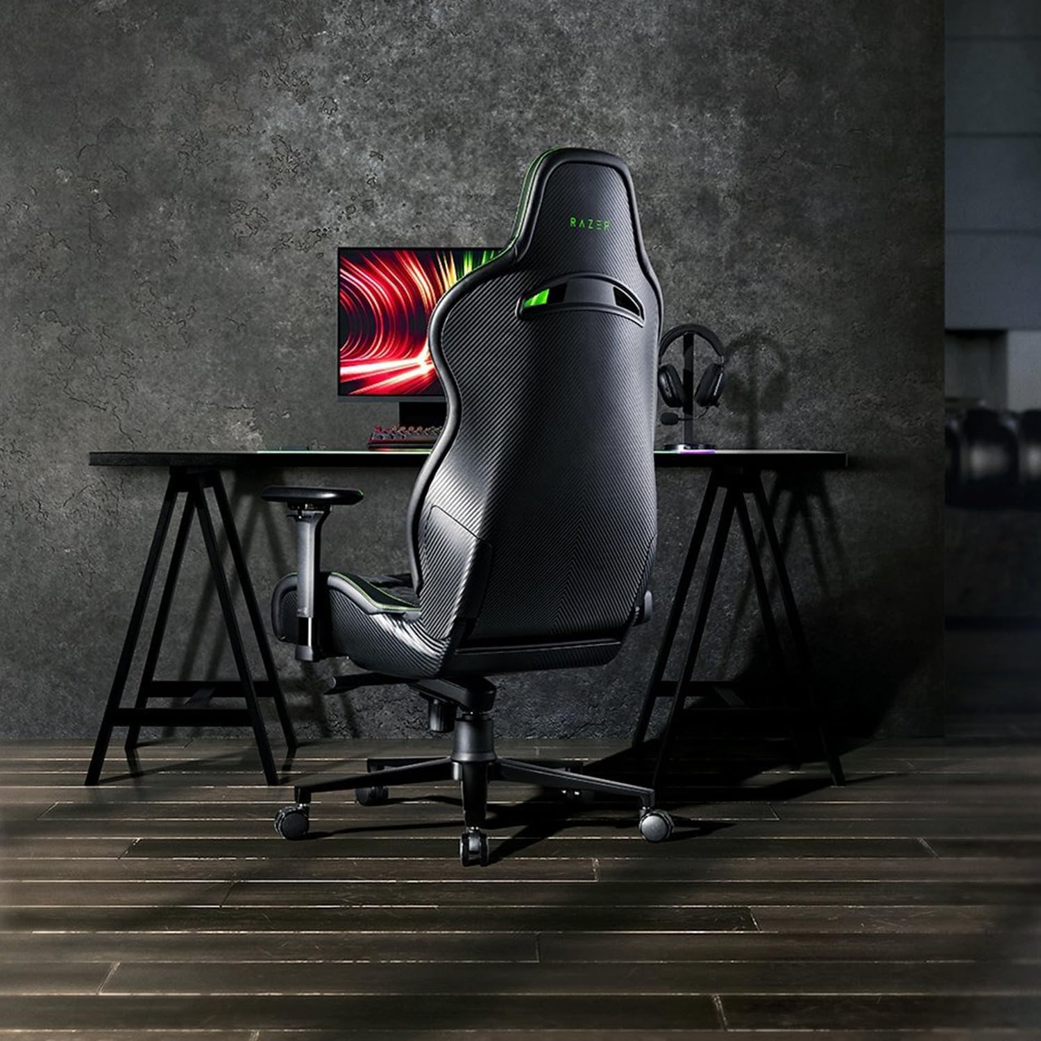 Razer Enki Pro Gaming Chair Leather Black & Green - AHW Store