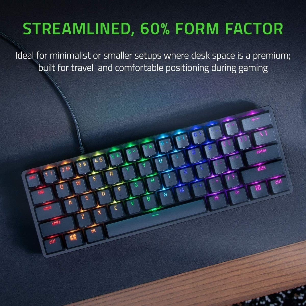 Razer Huntsman Mini Linear Optical Switches(Red), 60% Gaming Keyboard, Chroma RGB Lighting, PBT Keyc - AHW Store