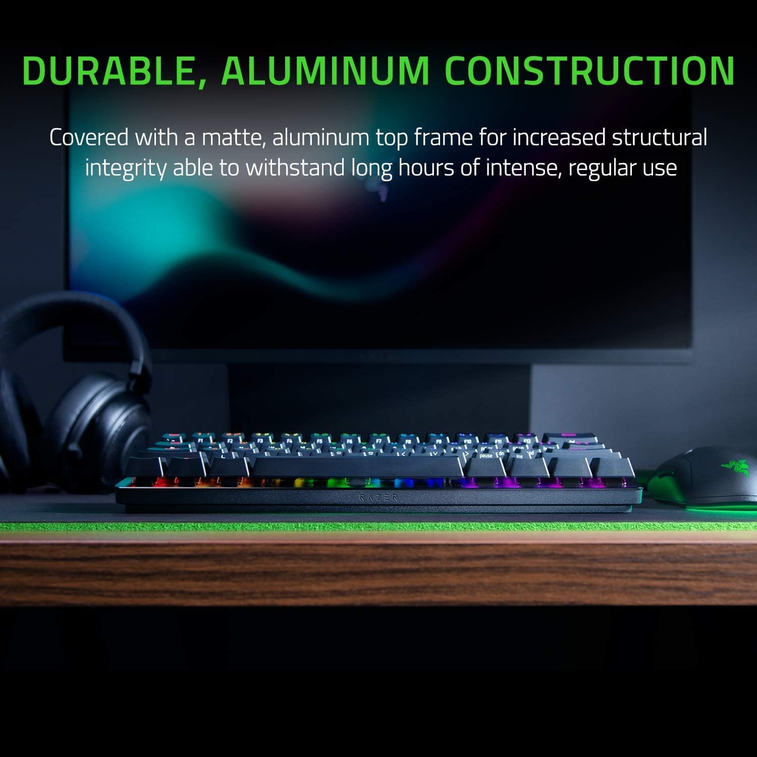 Razer Huntsman Mini Linear Optical Switches(Red), 60% Gaming Keyboard, Chroma RGB Lighting, PBT Keyc - AHW Store