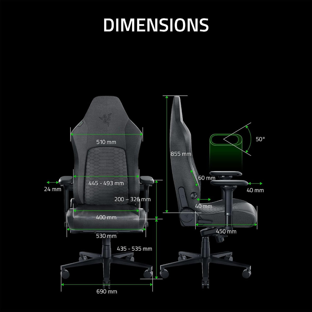 Razer ISKUR V2 Fabric Edition Gaming Chair Dark Gray - AHW Store