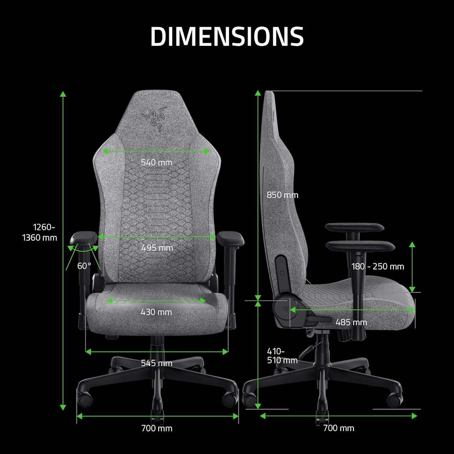 Razer Iskur V2 X Fabric Gaming Chair - Black - AHW Store