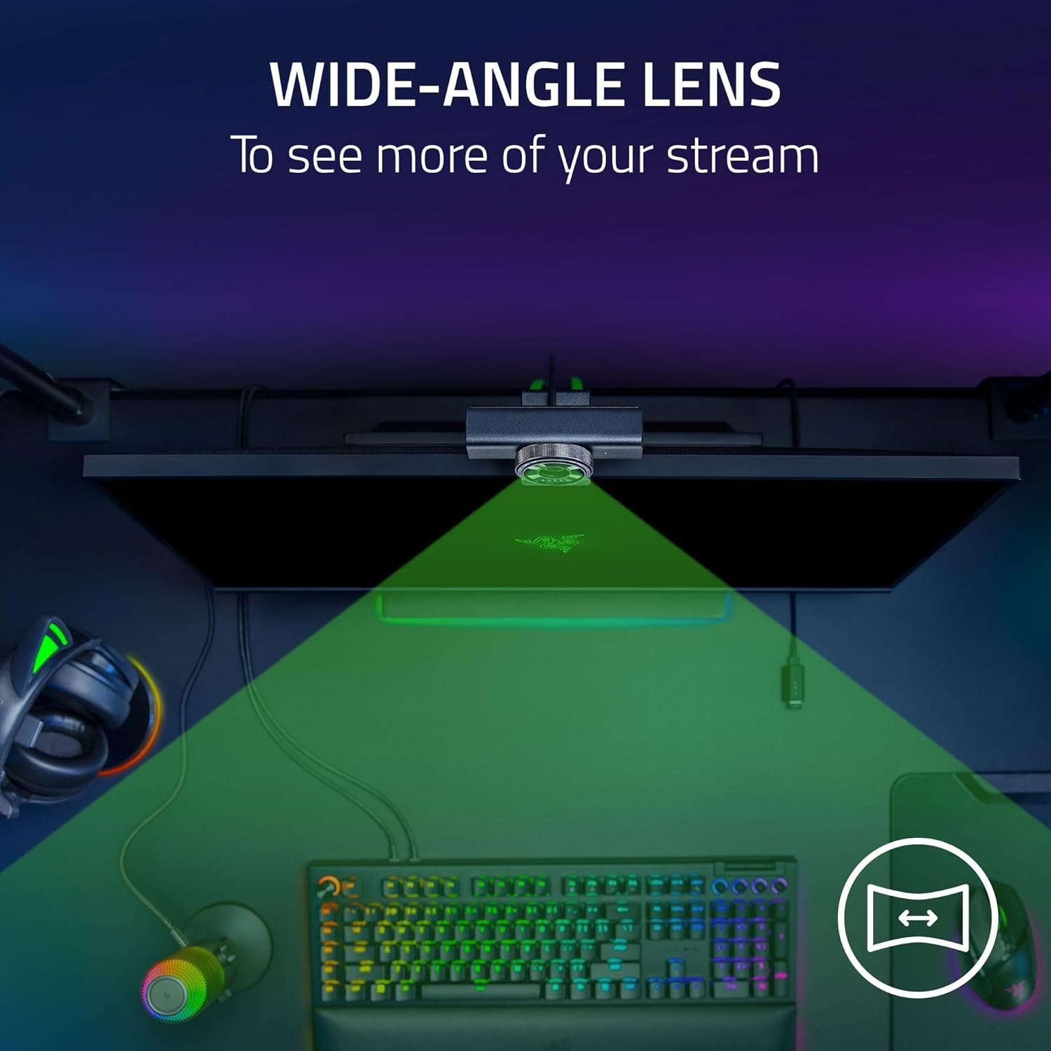 Razer Kiyo V2 X - Webcam Full HD 1080p, 60 FPS for Creators - Accurate Auto - Focus - Wide - Angle Lens - AHW Store