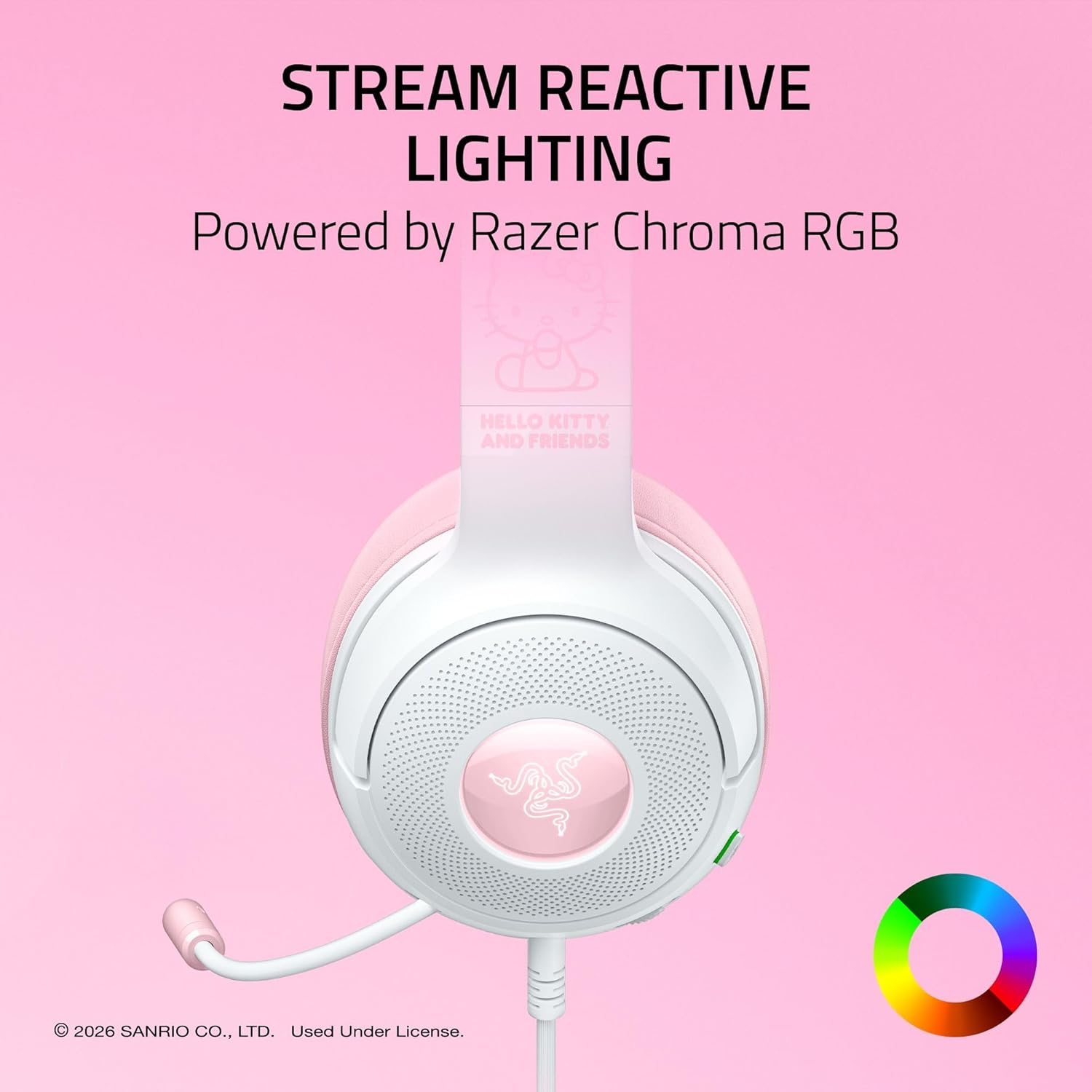 Razer Kraken Kitty V2 - USB Wired Gaming Headset with Hello Kitty Ears, Chroma RGB Stream Reactive L - AHW Store
