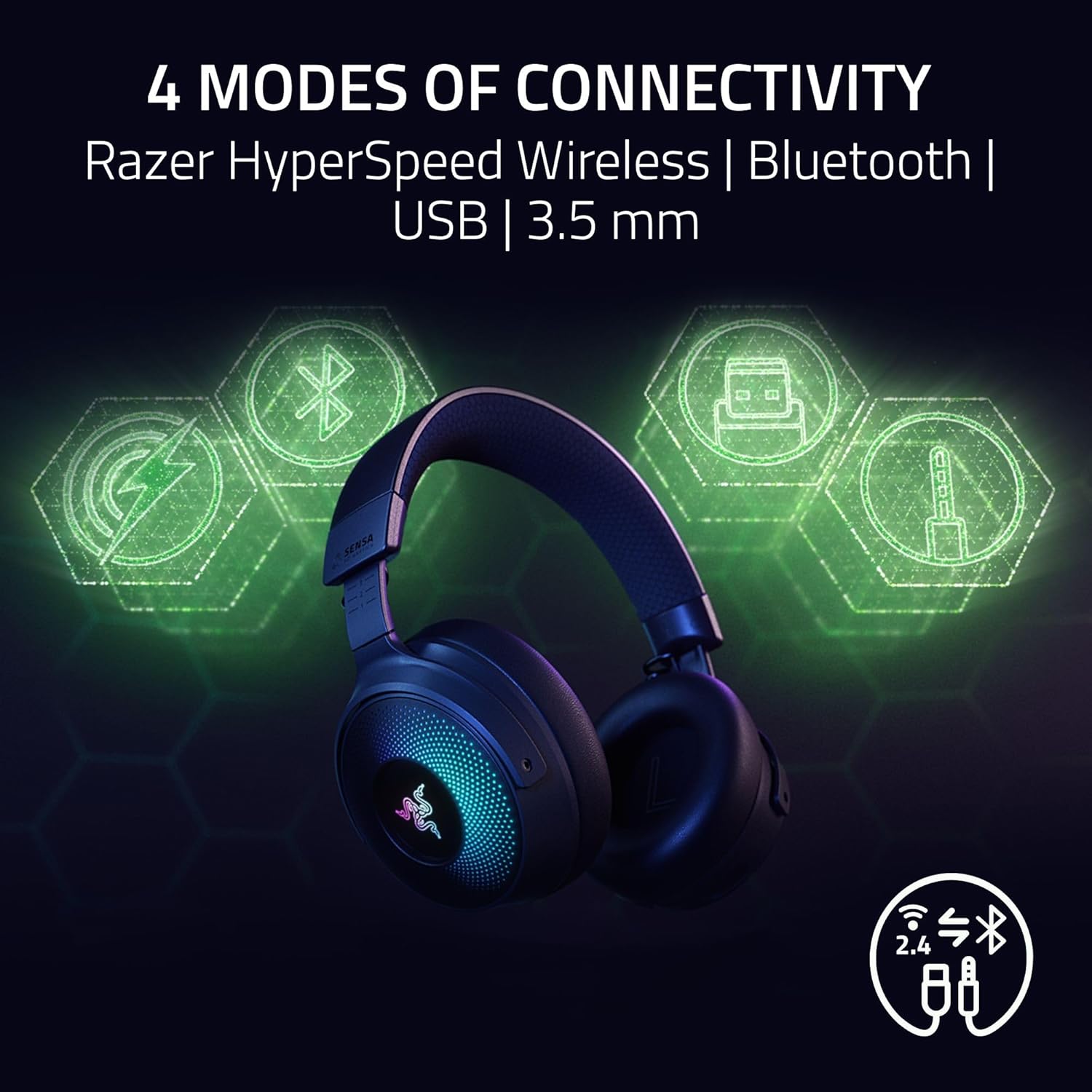 Razer Kraken V4 Pro Wireless Gaming Headset with Sensa HD Haptics Control Hub (OLED Control Hub, 40m - AHW Store