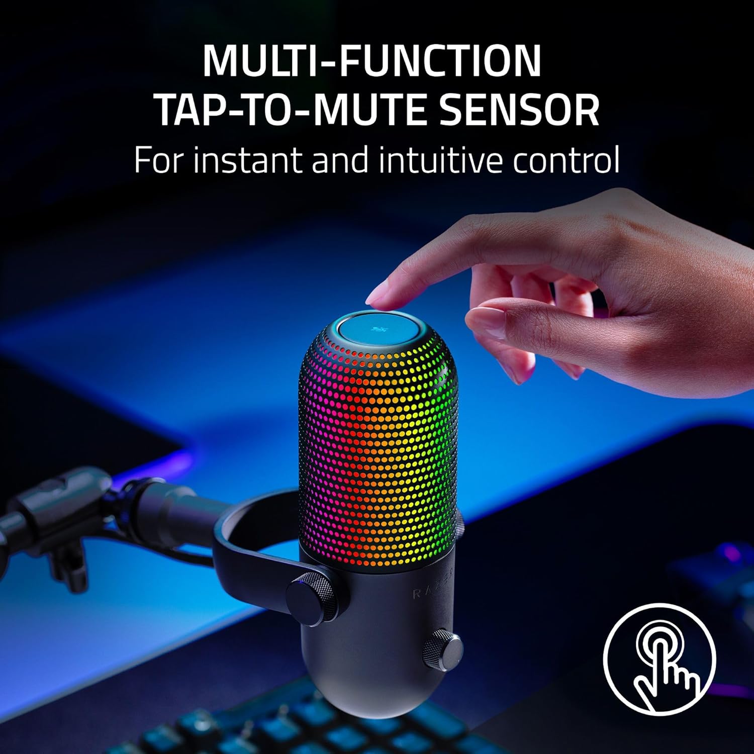 Razer Seiren V3 Chroma - RGB USB Microphone with Tap - to - Mute (Stream and Game Reactive Lighting, Sup - AHW Store