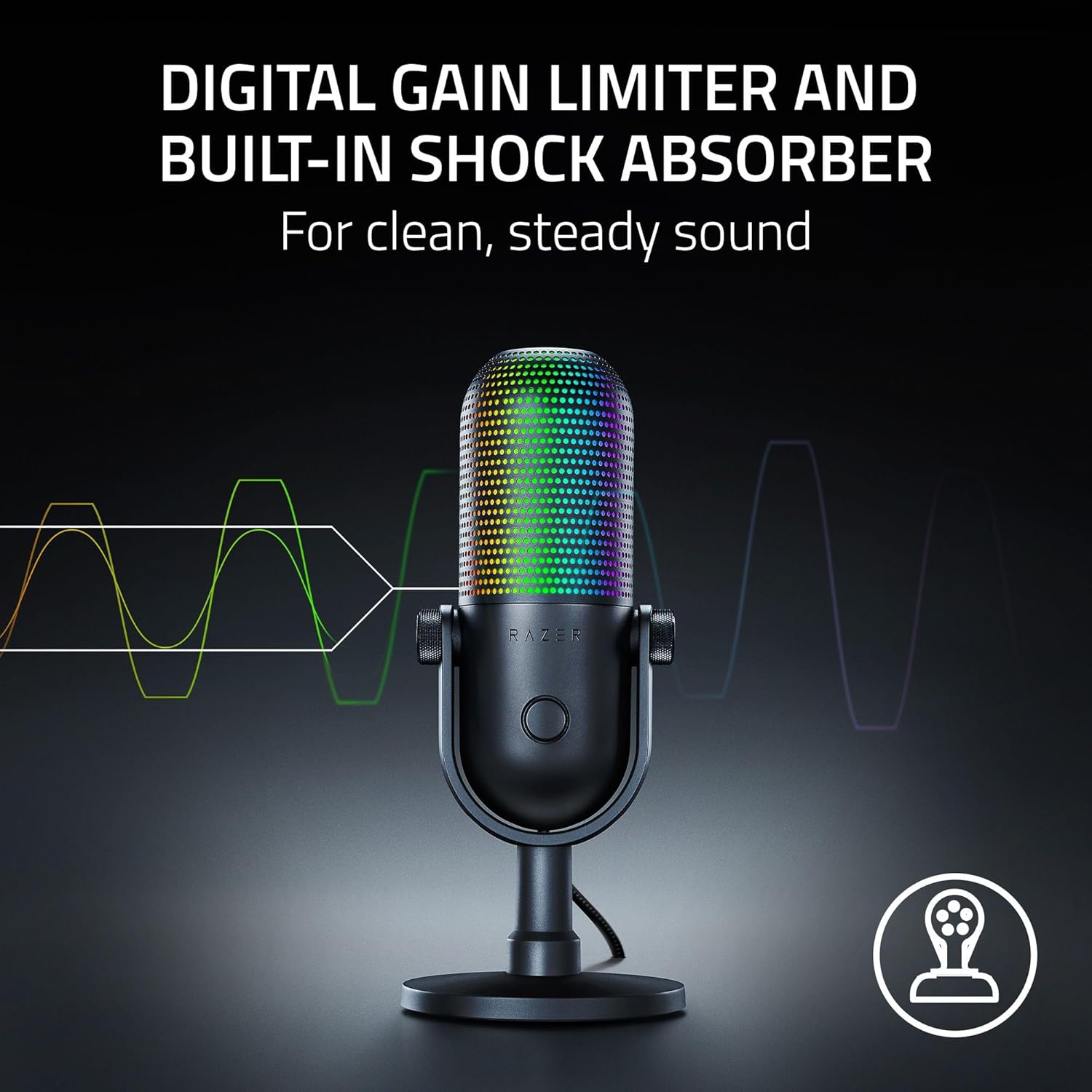Razer Seiren V3 Chroma - RGB USB Microphone with Tap - to - Mute (Stream and Game Reactive Lighting, Sup - AHW Store