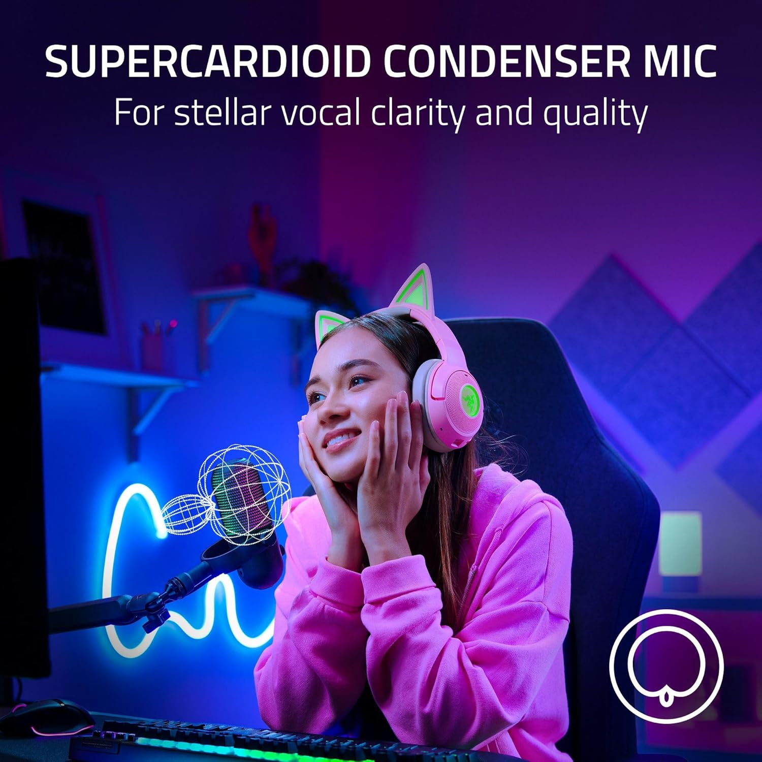 Razer Seiren V3 Chroma - RGB USB Microphone with Tap - to - Mute (Stream and Game Reactive Lighting, Sup - AHW Store
