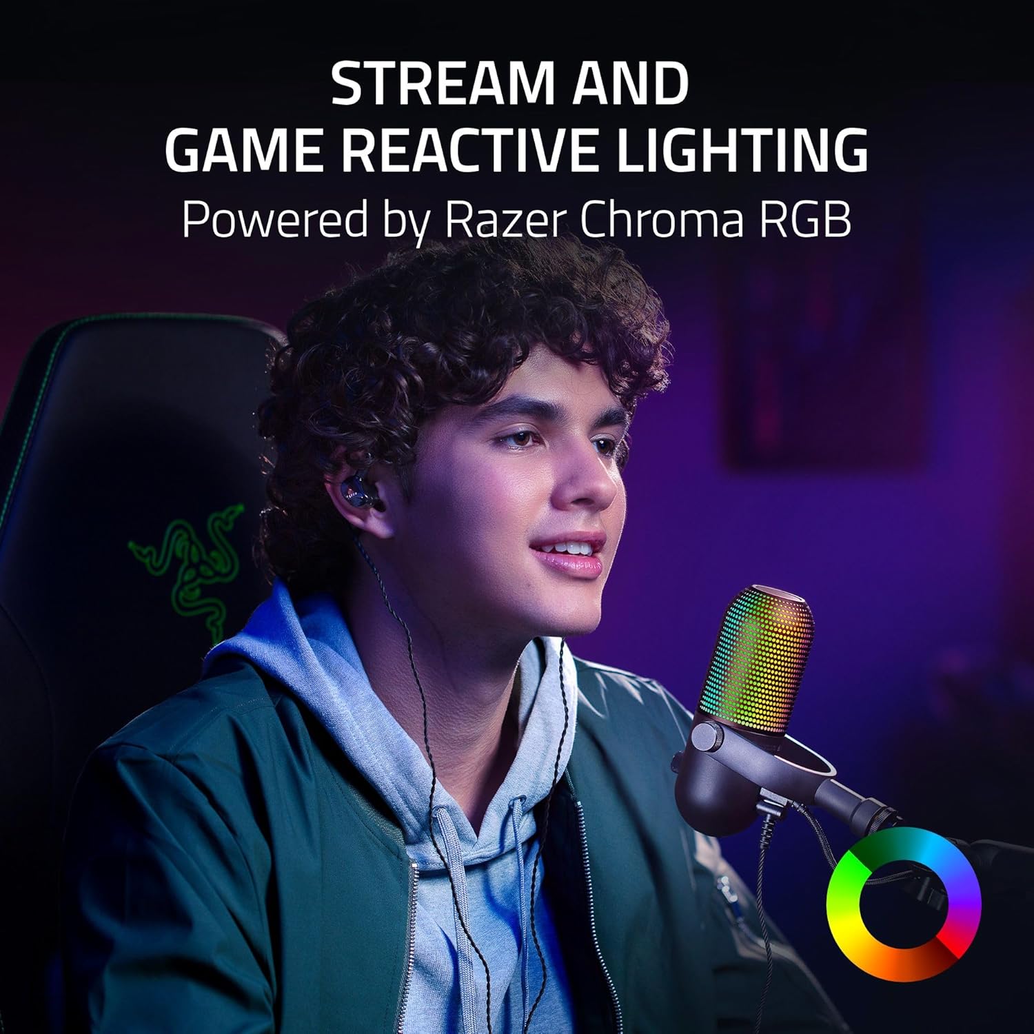 Razer Seiren V3 Chroma - RGB USB Microphone with Tap - to - Mute (Stream and Game Reactive Lighting, Sup - AHW Store