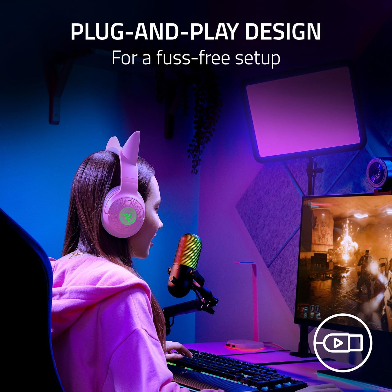 Razer Seiren V3 Chroma - RGB USB Microphone with Tap - to - Mute (Stream and Game Reactive Lighting, Sup - AHW Store