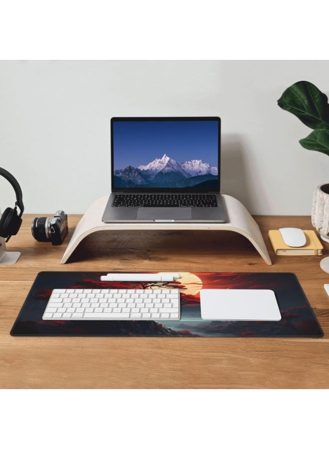 Red Moon Japanese Landscape Gaming Mouse Pad 30 × 70 cm - AHW Store