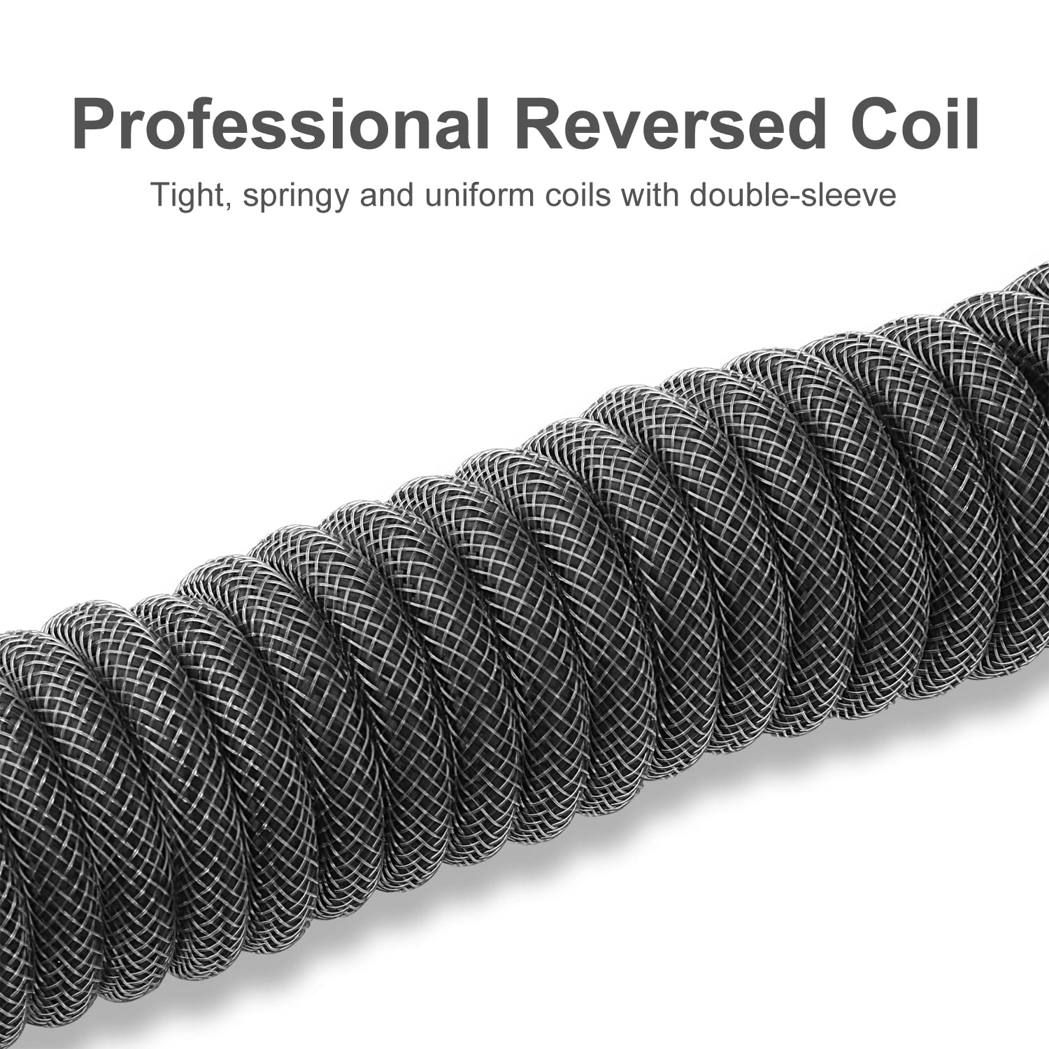Redragon A115 Coiled USB C Keyboard Cable 1.61m Custom Type C Mechanical Gaming Keyboard Cord Detachable Metal Aviator Connector Double Sleeved Durable Braided Wire Black - AHW Store
