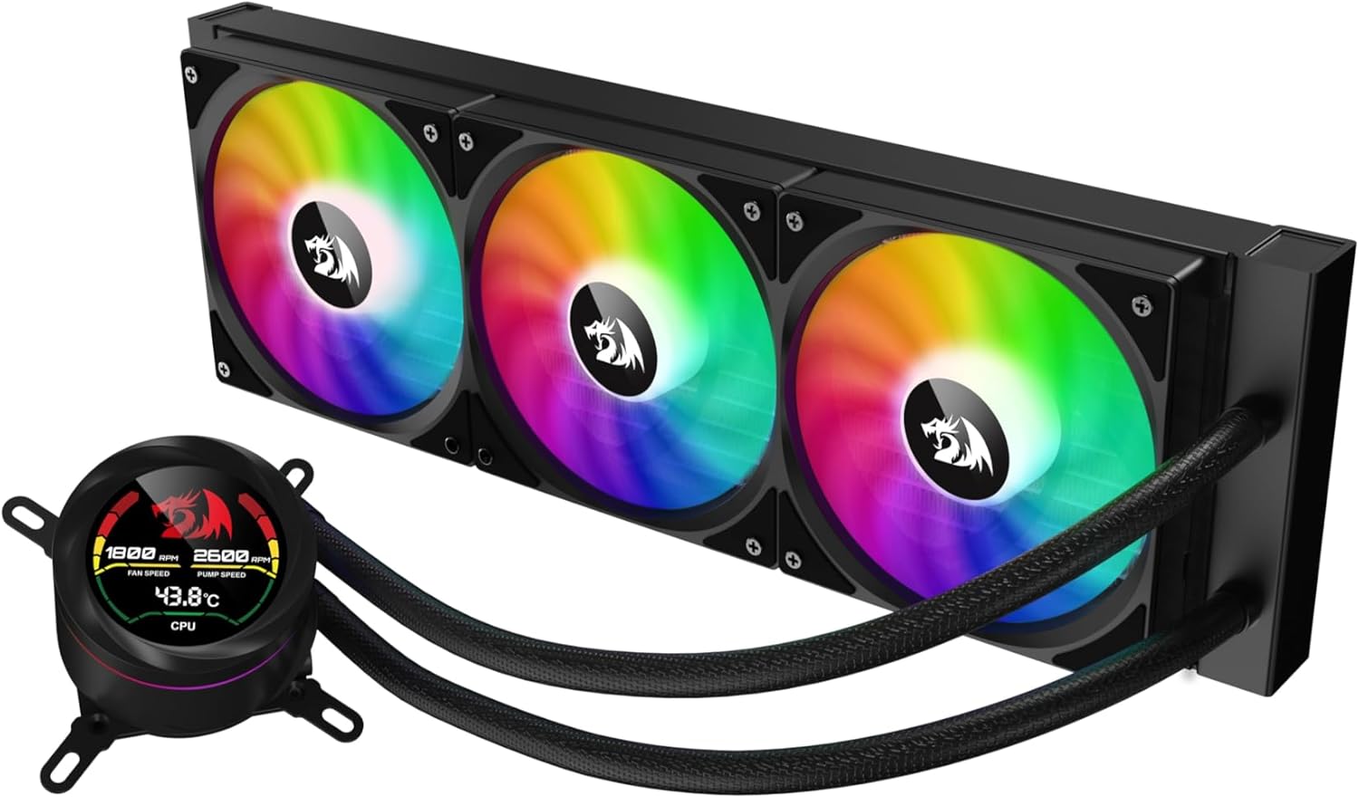 REDRAGON CCW - 1017 360 CPU Liquid Cooler With Temperature Display 3x 12cm RGB Fans - AHW Store
