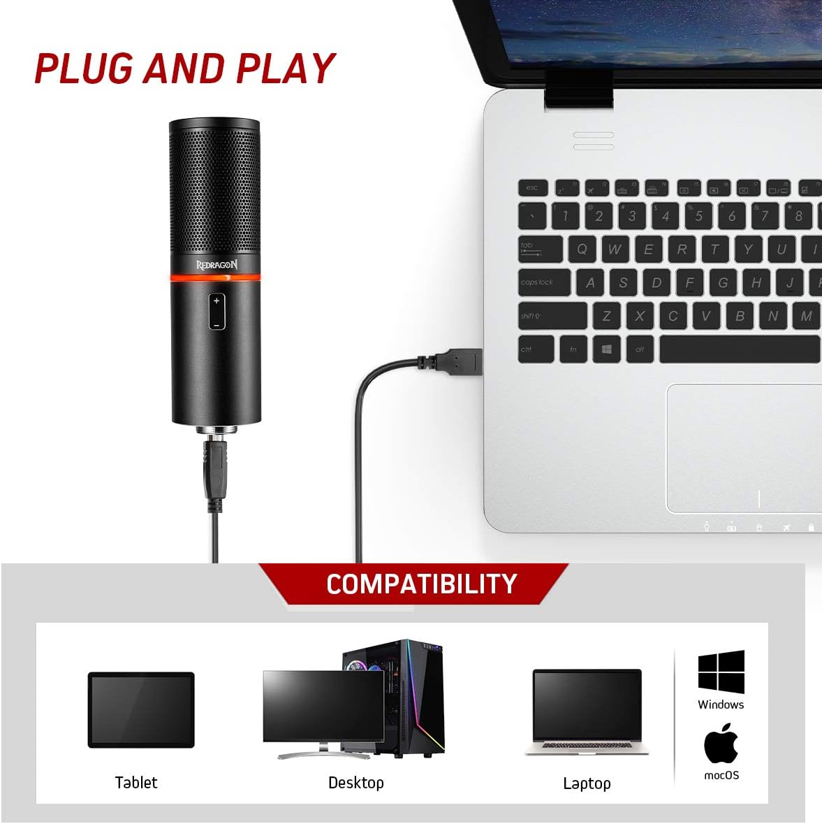Redragon GM300 USB Gaming Microphone - AHW Store