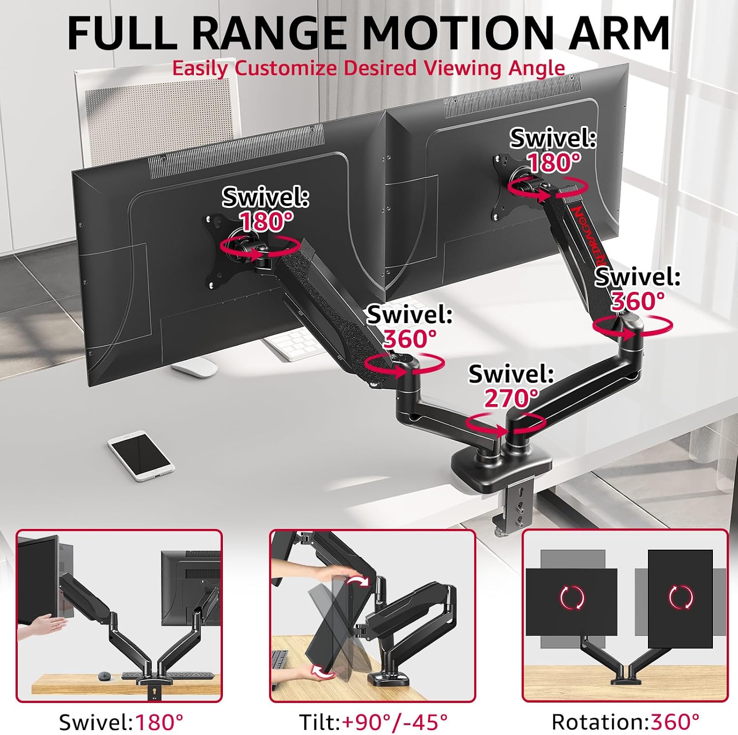 Redragon GMK915 Dual Monitor Mount Stand - AHW Store