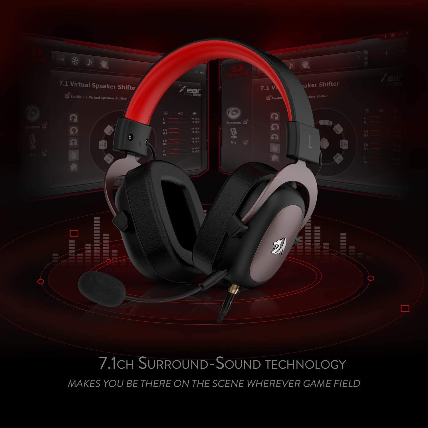 Redragon h510 zeus wired gaming headset - 7.1 surround sound - memory foam ear pads - 53mm drivers - AHW Store