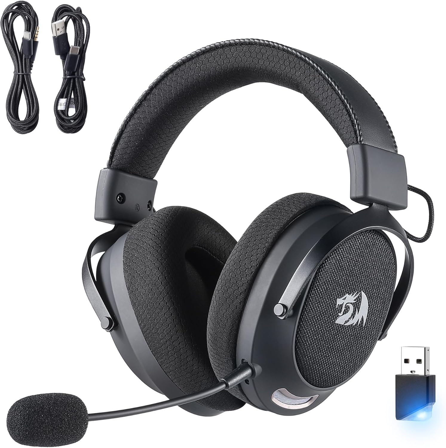 Redragon H858 Gaming Headset, 2.4GHz/BT/Wired, Gray - AHW Store