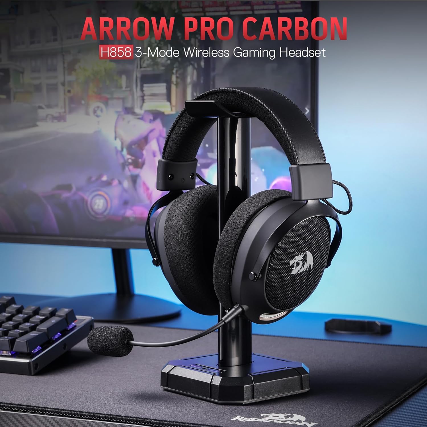 Redragon H858 Gaming Headset, 2.4GHz/BT/Wired, Gray - AHW Store