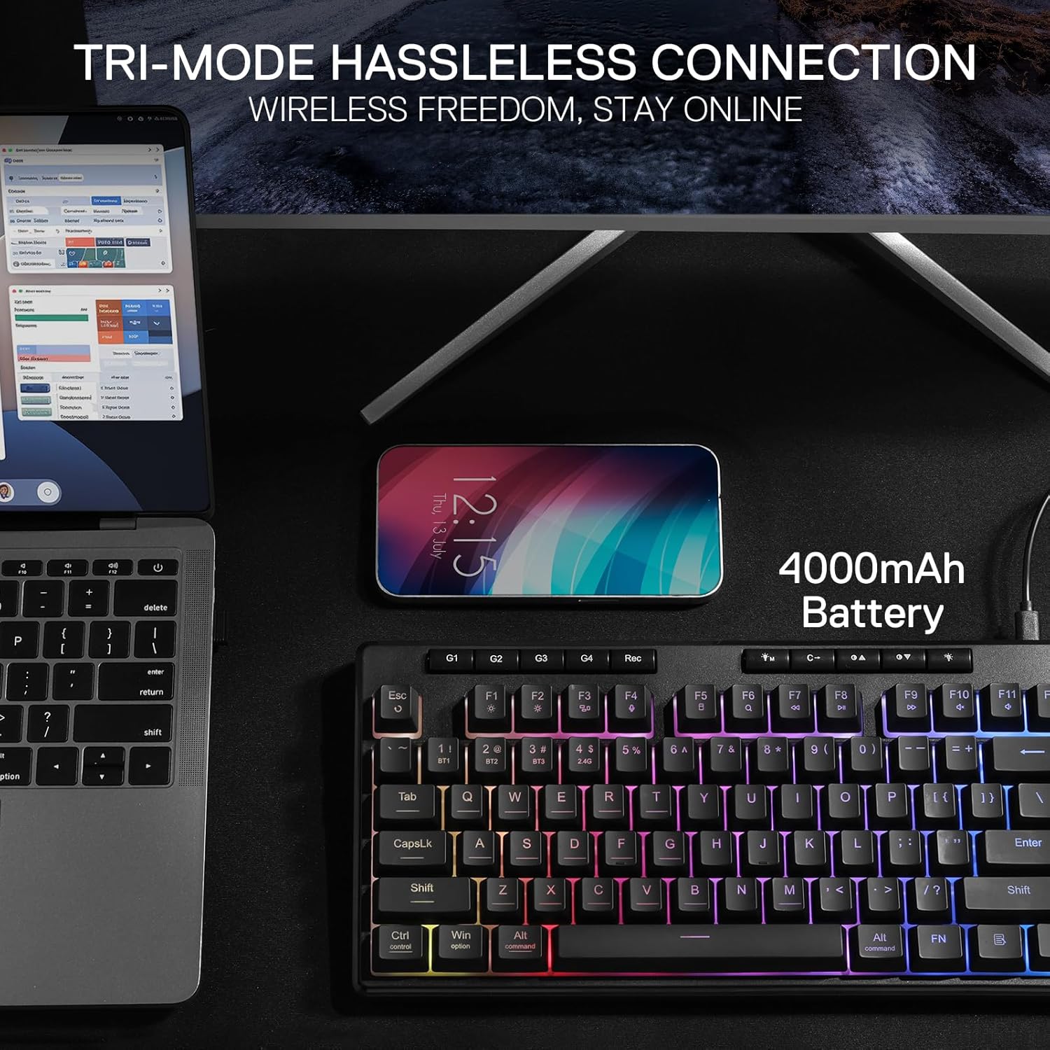 Redragon K516 PRO Shiva TKL RGB Wireless Keyboard - AHW Store