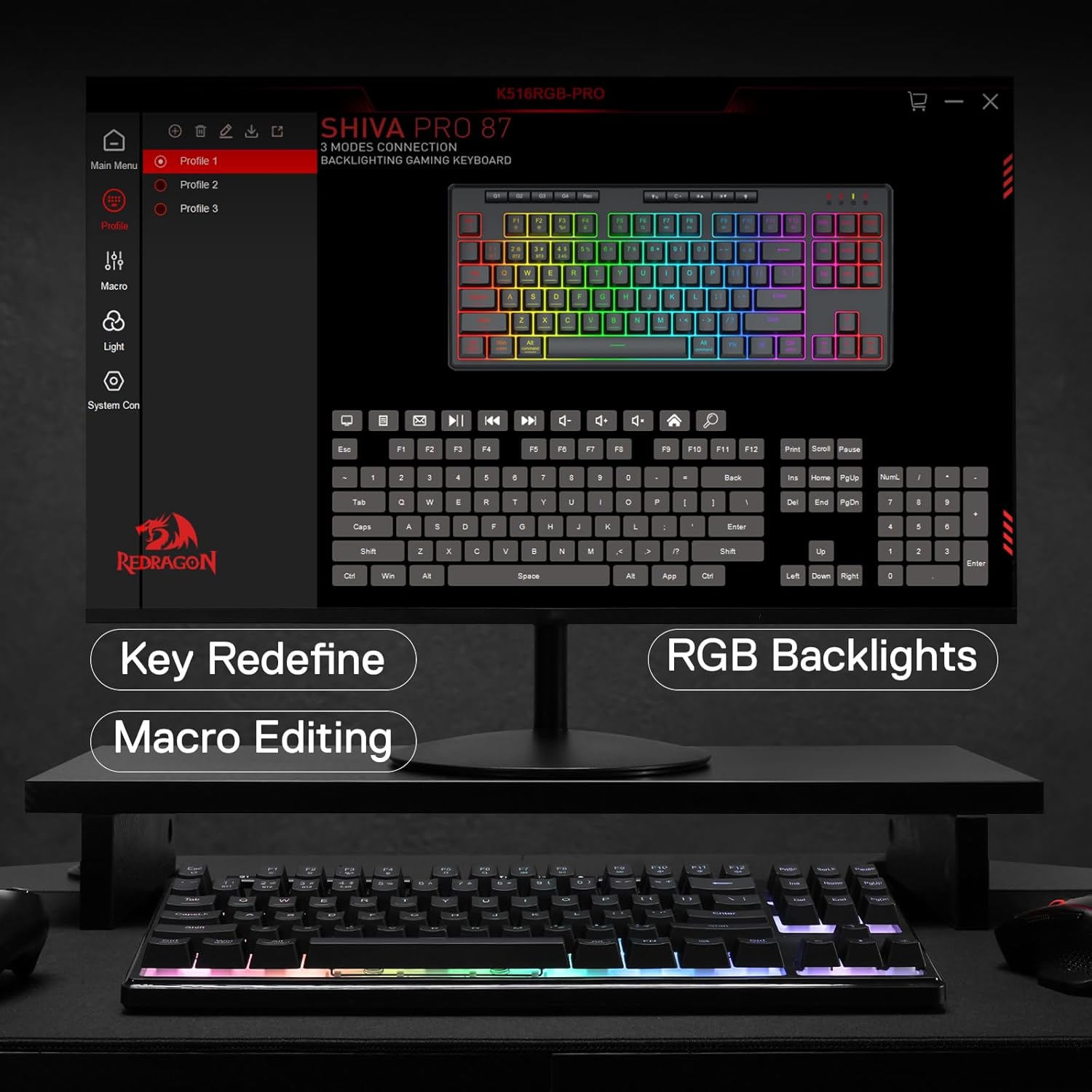 Redragon K516 PRO Shiva TKL RGB Wireless Keyboard - AHW Store