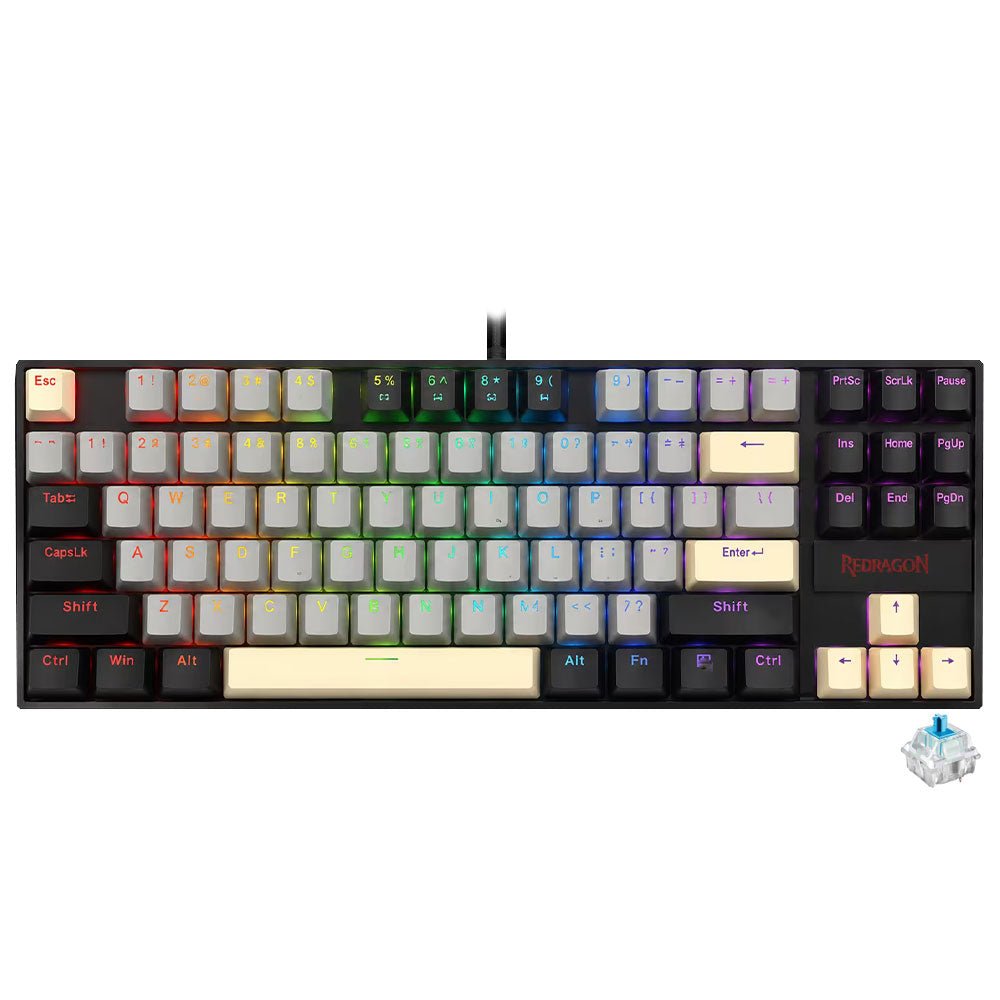 Redragon K552 GLY-R KUMARA Wired Rainbow Mechanical Gaming Keyboard Blue Switch - AHW Store