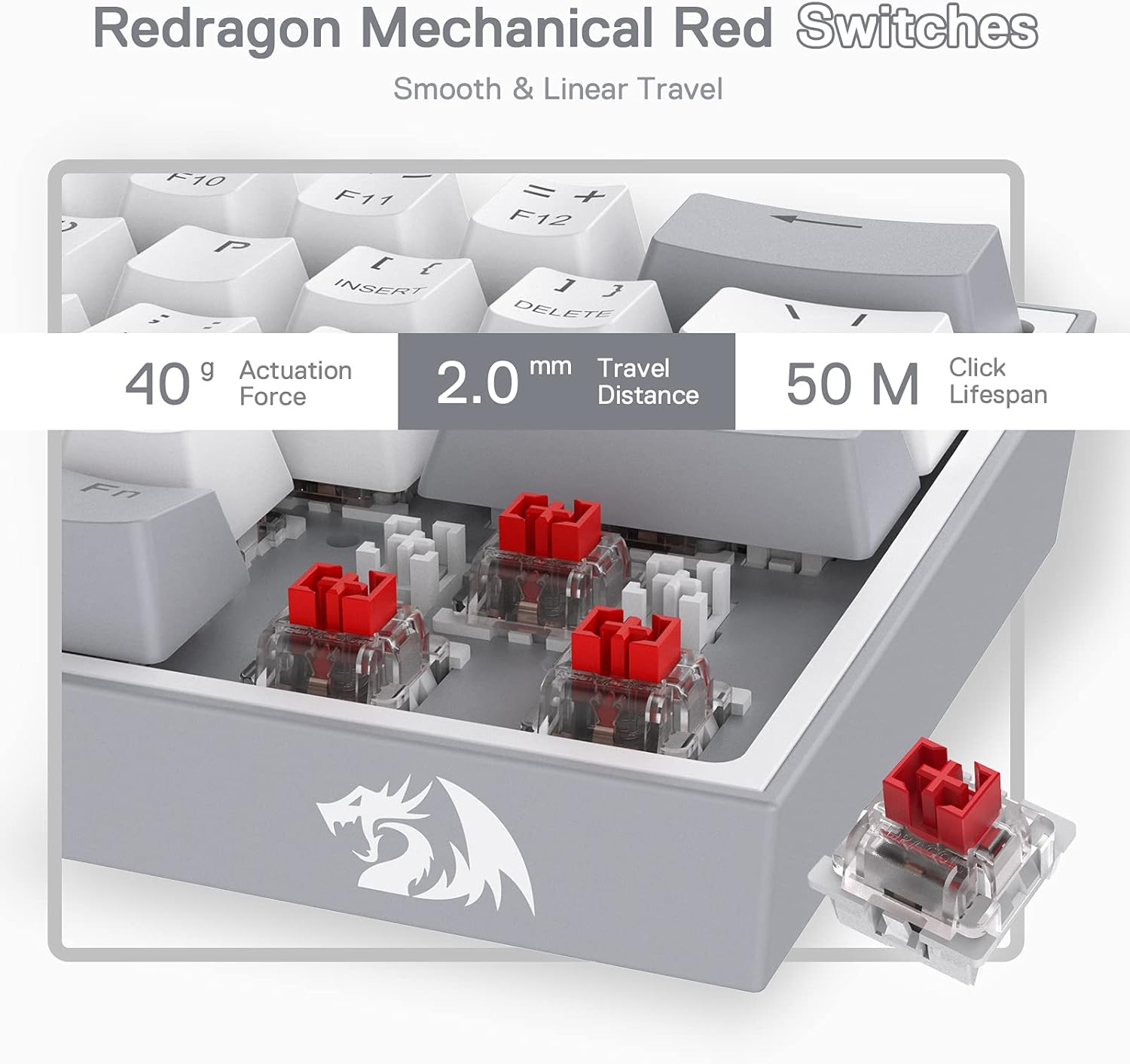 Redragon K617 60% Wired RGB Gaming Keyboard, Compact 61 Key Mechanical Keyboard, Linear Red Switch, - AHW Store