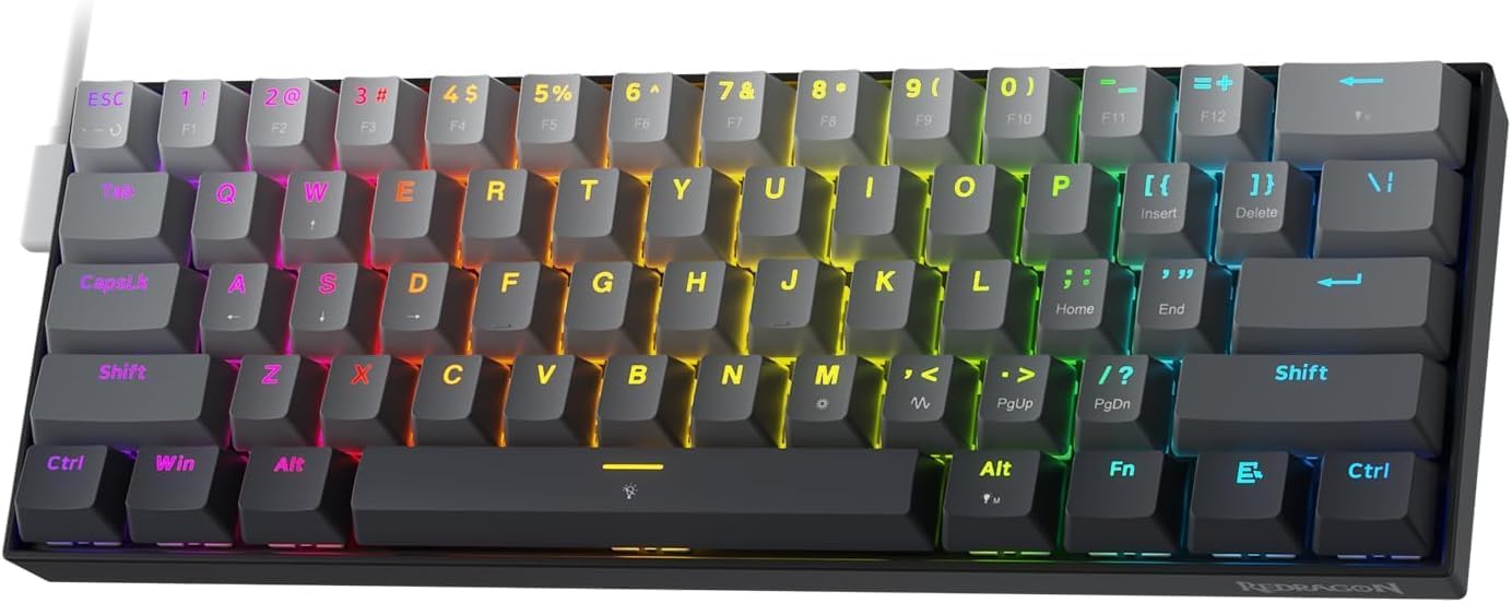 Redragon K617 Fast Shutter Release Gaming Keyboard, 60% Wired Mechanical Keyboard with 61 Keys, Spec - AHW Store