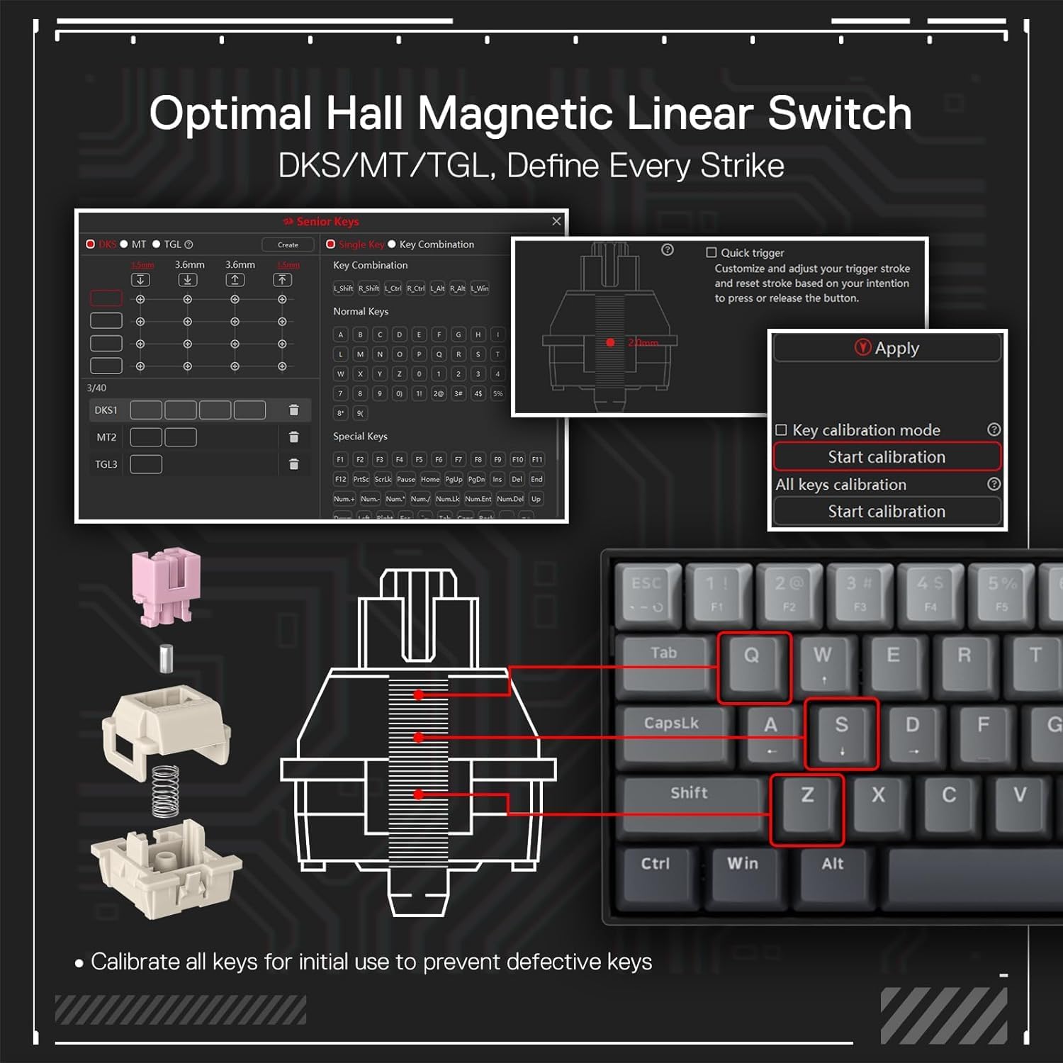 Redragon K617 Fast Shutter Release Gaming Keyboard, 60% Wired Mechanical Keyboard with 61 Keys, Spec - AHW Store