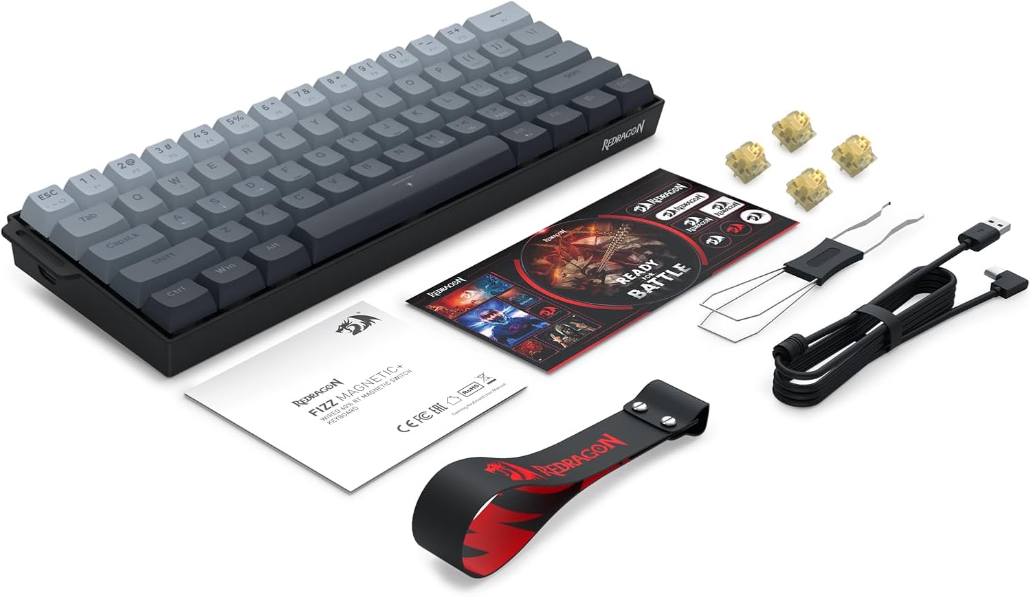 REDRAGON K617 Fizz Magnetic+ Wired 60% RT Magnetic Switch Gaming Keyboard, Black, RGB - AHW Store