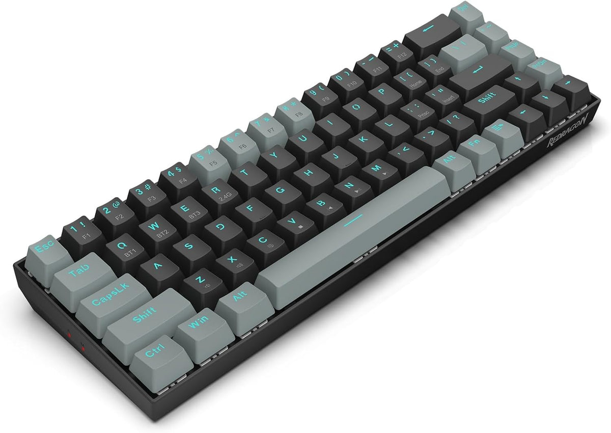 Redragon K662 Gwern Dual Mode Wireless, Bluetooth Gaming Mechanical Keyboard, Red Switch, (Black Grey) - AHW Store