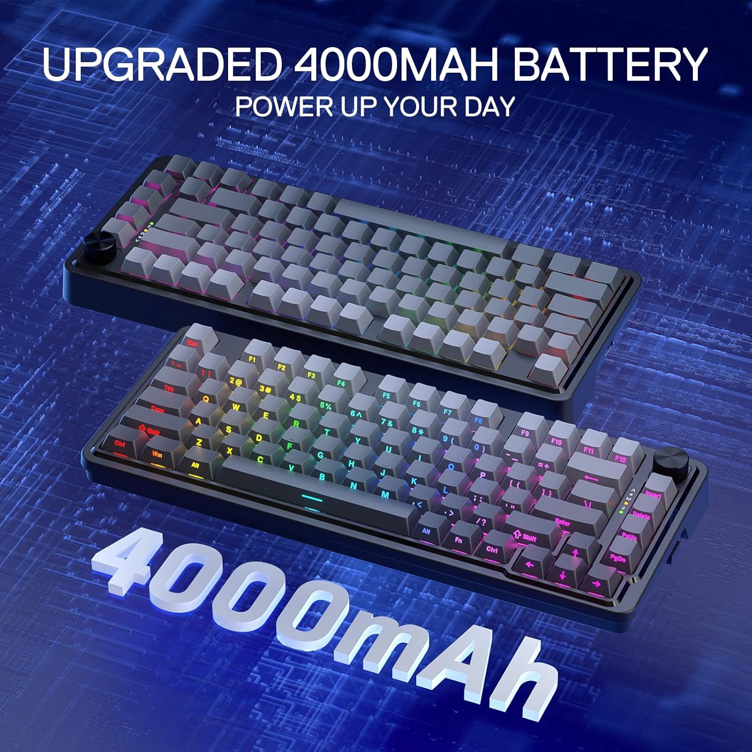 Redragon K673GB 75% Wireless Gasket RGB Gaming Keyboard, 3 Mode 81 Keys PBT Compact Mechanical Keybo - AHW Store