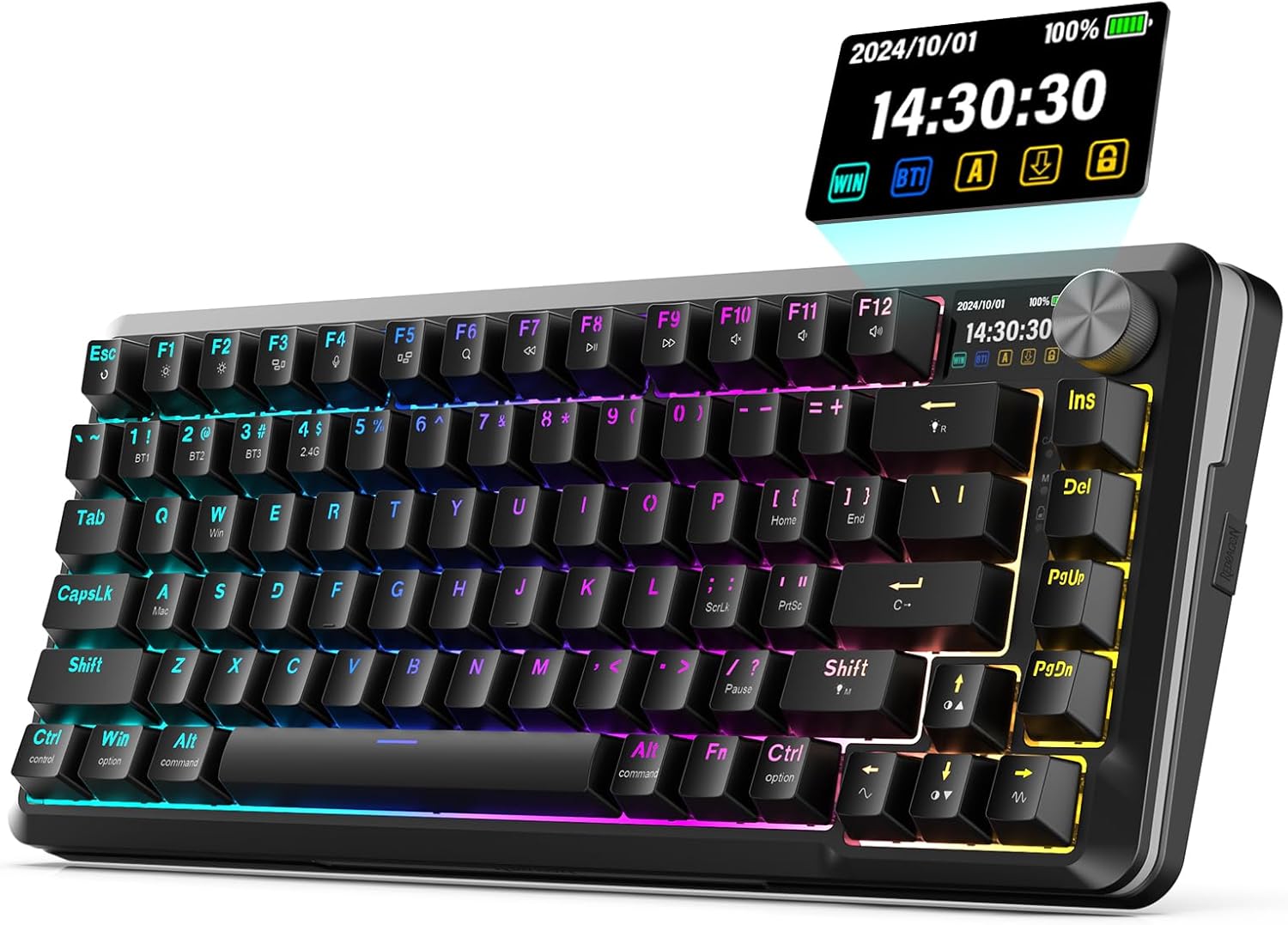 REDRAGON K708 FLEKACT PRO RGB Gaming Mechanical Keyboard, BT/2.4Ghz/Wired 3 - Mode, Leopard L Switch L - AHW Store